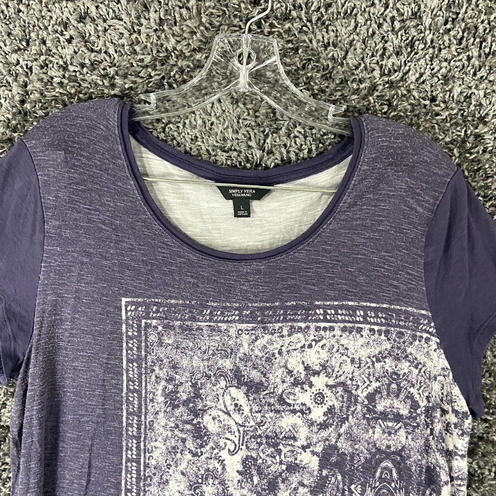 Vintage Simply Vera Vera Wang Blouse Women L Purple Bohemian Short Sleeve Women Size L / US 10 / IT 46 - 5 Thumbnail