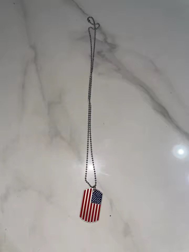 Other Vintage USA Flag Military Style Dog Tag Pendant Necklace Size ONE SIZE - 2 Thumbnail
