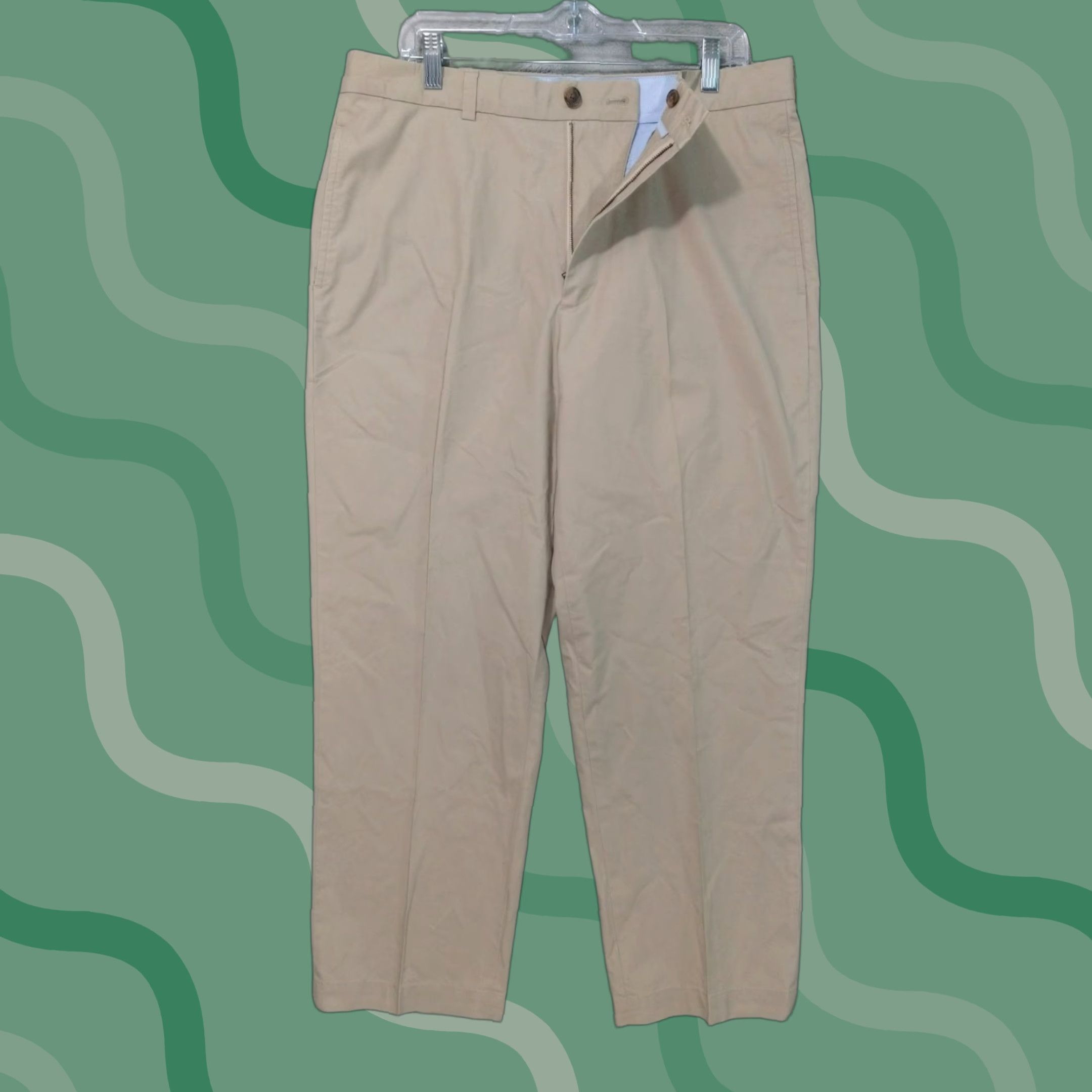 Brooks Brothers Brooks Brothers Pants Mens 35x30 Beige Chino Flat Front Cotton Straight Leg 346 Solid Size US 35 - 1 Thumbnail
