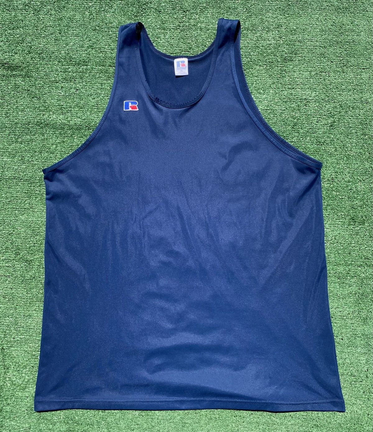 Russell Athletic 90s Russell Athletic Blank Navy Nylon Tank Top Large Size US L / EU 52-54 / 3 - 1 Thumbnail