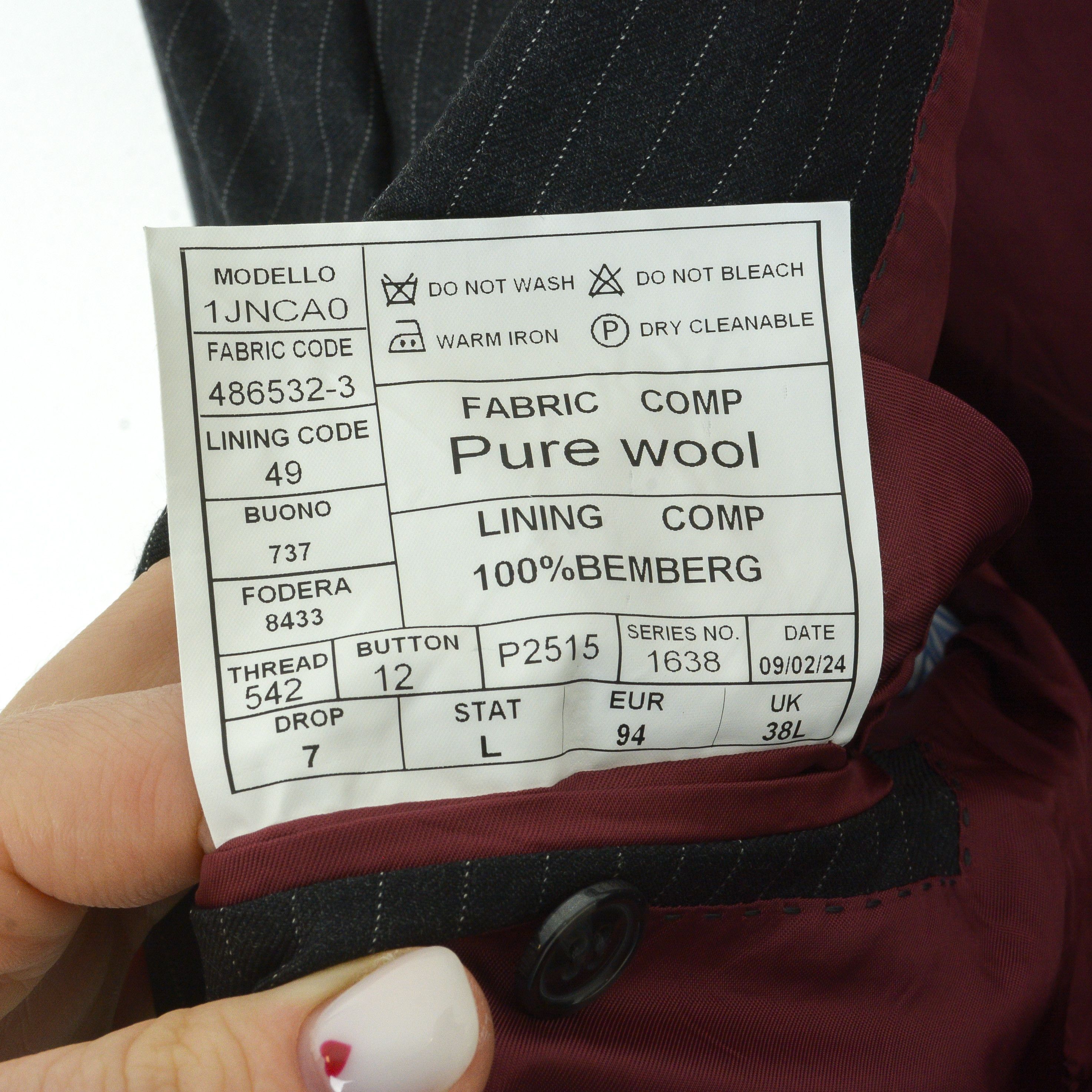 Suitsupply Wool Super110 Pinstriped Coat Blazer UK 38L US Suit Jacket Size 38L - 6 Thumbnail