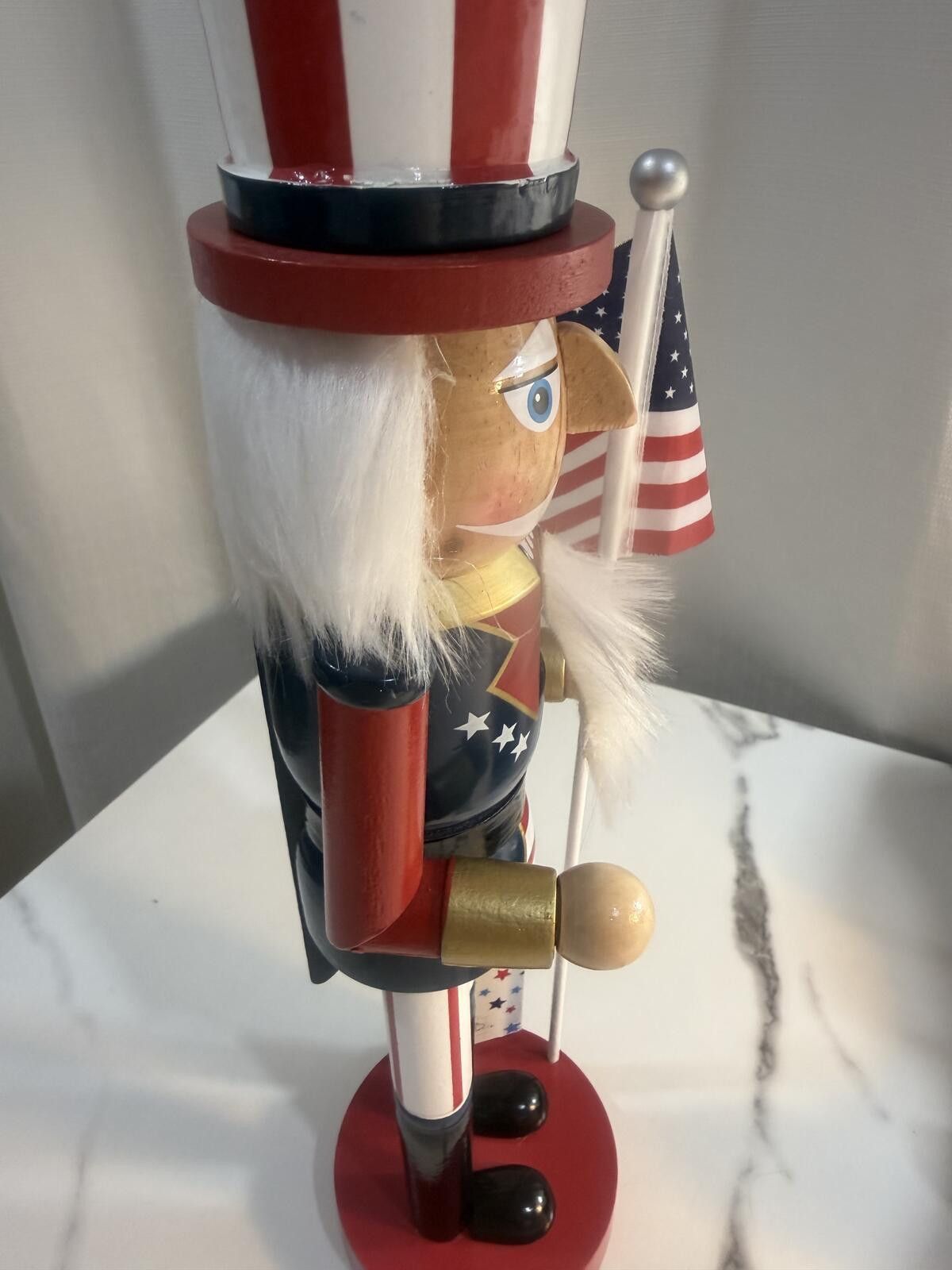 Franklin & Marshall Patriotic Nutcracker Uncle Sam Holding American Flag 1423 Size ONE SIZE - 5 Thumbnail