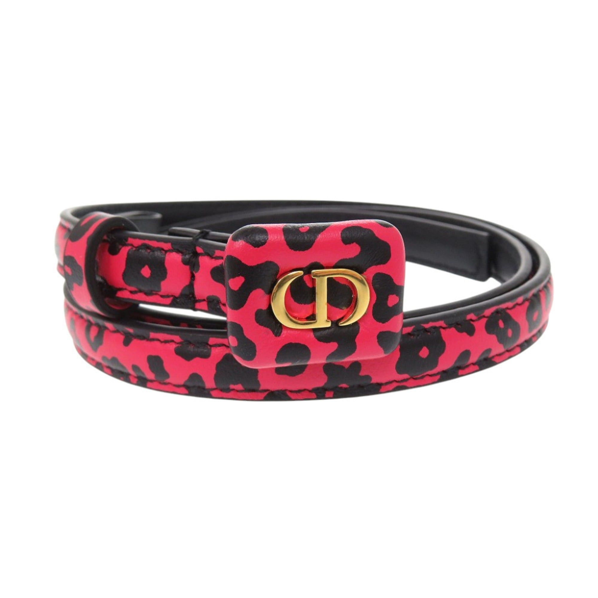 Dior Bobby Leopard Print Belt Leather Fuchsia Pink Christian Dior Bobby Leopard Print Belt 23-MA-0241 Leather  main image 4