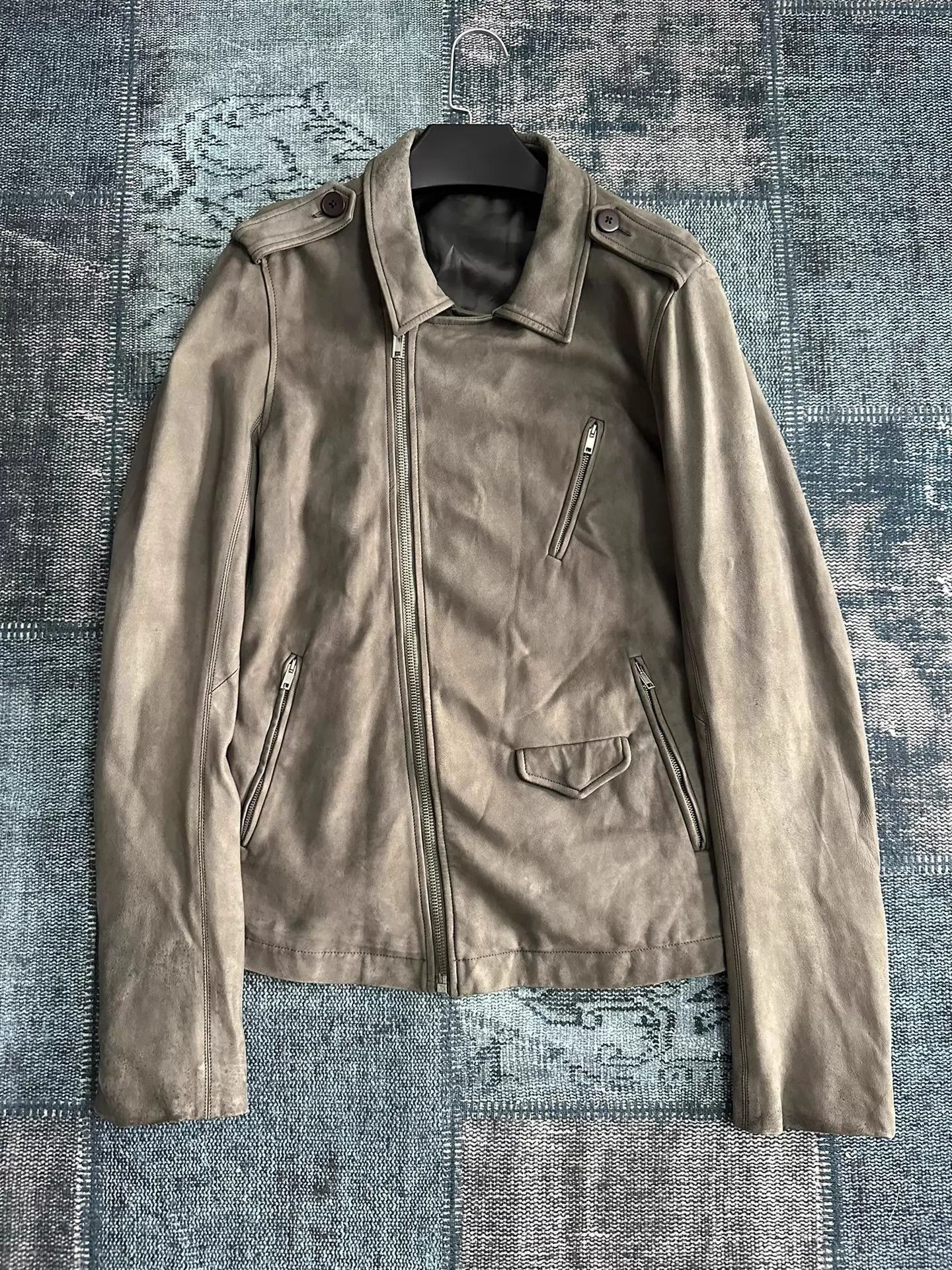 Rick Owens Gray Leather Jacket with Zip Pockets - Size L Size US L / EU 52-54 / 3 - 1 Thumbnail