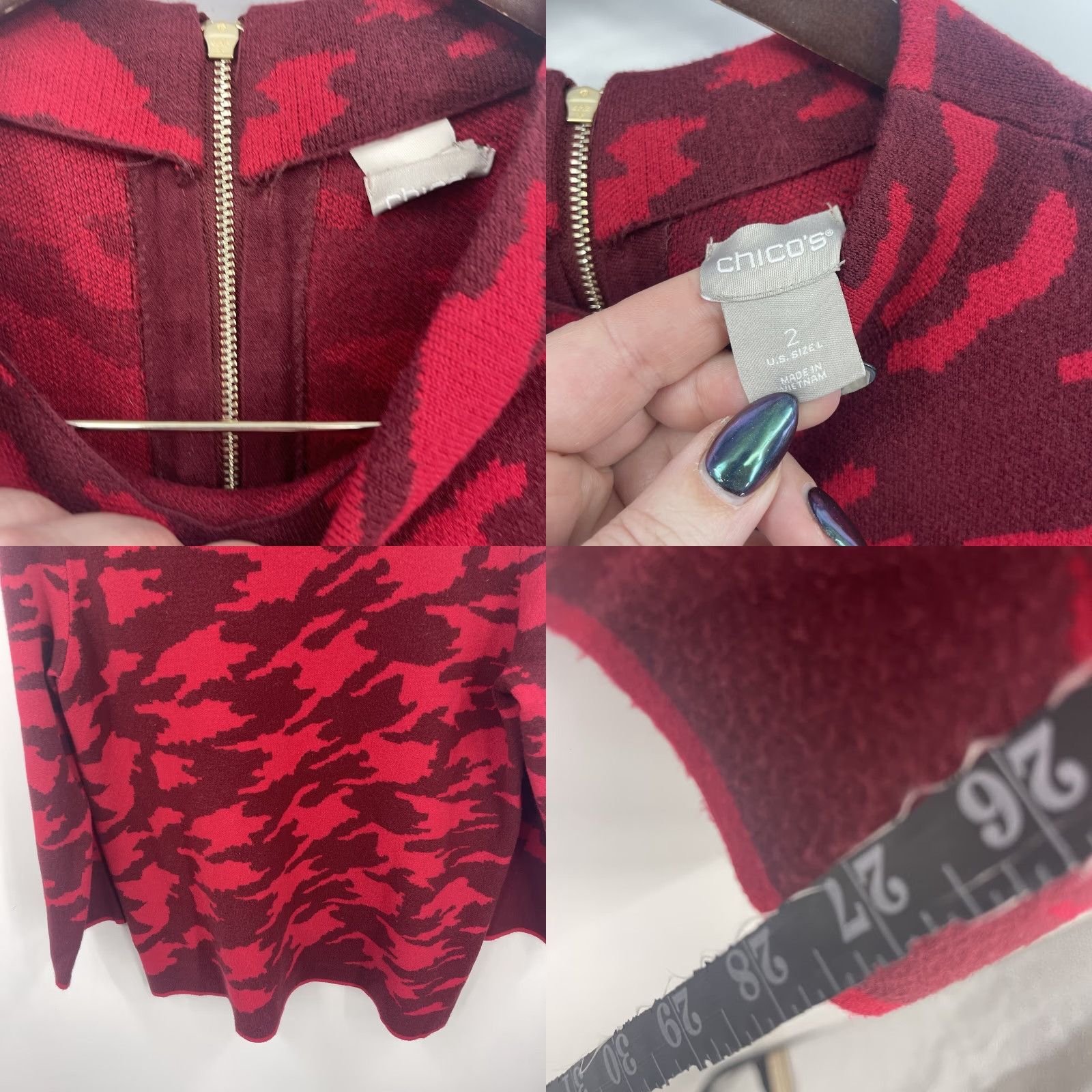 Vintage Chicos Sweater Womens L Back Zip Mock-Neck Casual Knit Red Vintage No (adjust to rules) Size L / US 10 / IT 46 - 8 Thumbnail