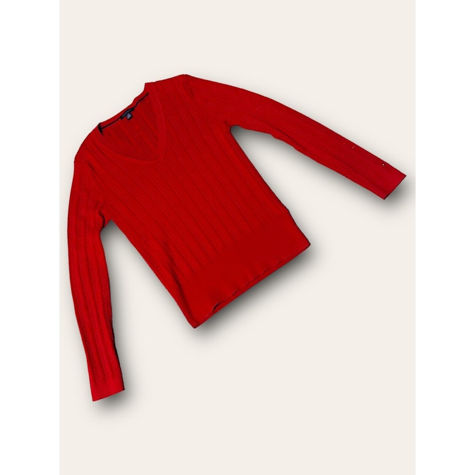 Tommy Hilfiger Vintage Tommy Hilfiger Sweater Womens Large Cable Knit V Nec Size L / US 10 / IT 46 - 1 Thumbnail