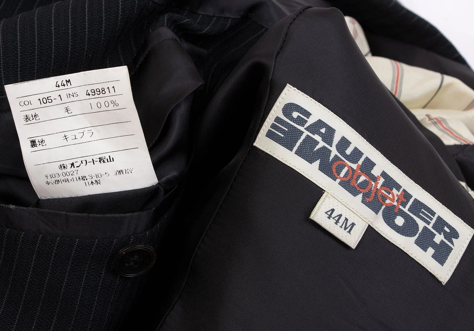 Jean Paul Gaultier Wool Stripe Double Breasted Jacket in Dark Navy 44M Size US S / EU 44-46 / 1 - 19 Thumbnail