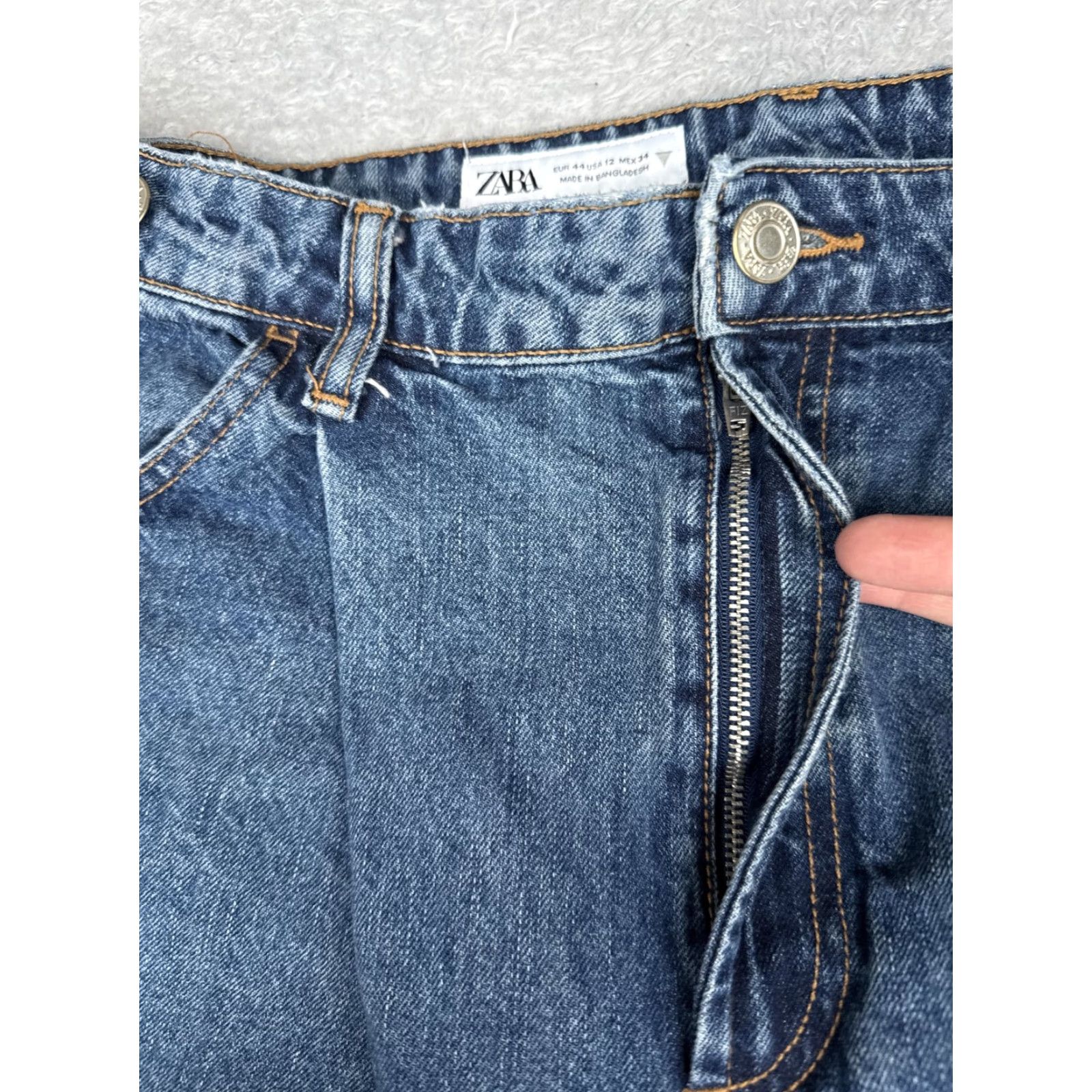 Zara Zara Jeans Womens 12 Blue High Rise Wide Leg Relaxed Cropped Denim 32x25 90s Theme Size 34" / US 12 / IT 48 - 5 Thumbnail