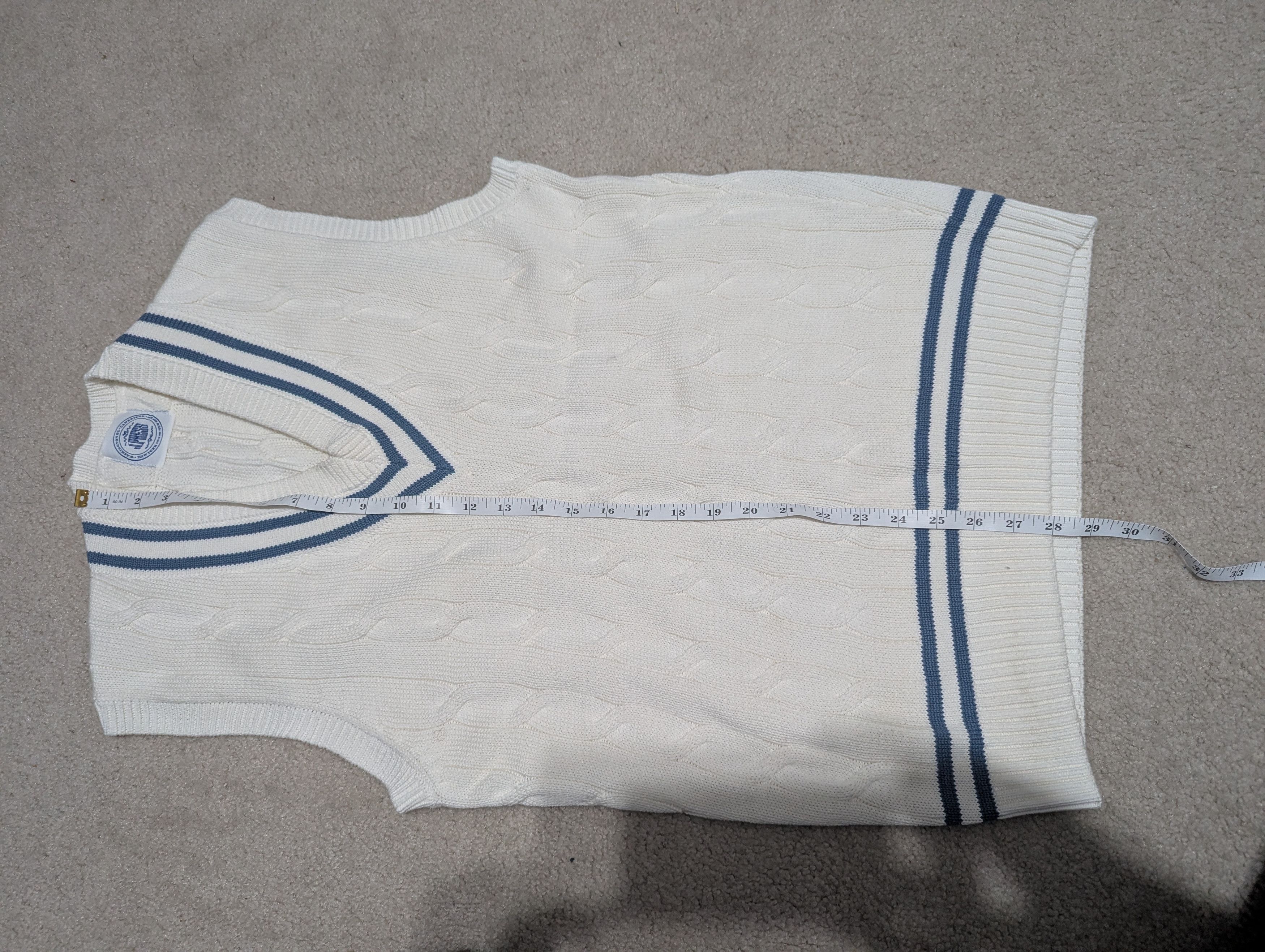 J. Press Cotton Cricket Vest - Ecru / Blue Size US M / EU 48-50 / 2 - 5 Thumbnail