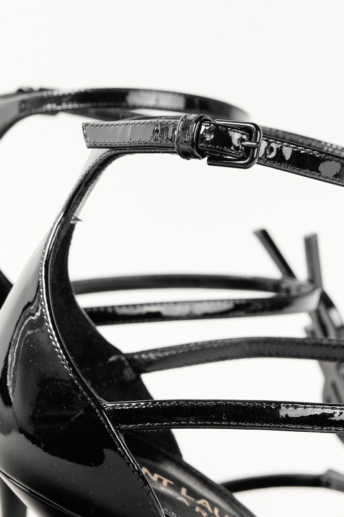 Saint Laurent Paris Saint Laurent Cassandra Sandal in Black Patent Leather Size US 8 / IT 38 - 9 Thumbnail