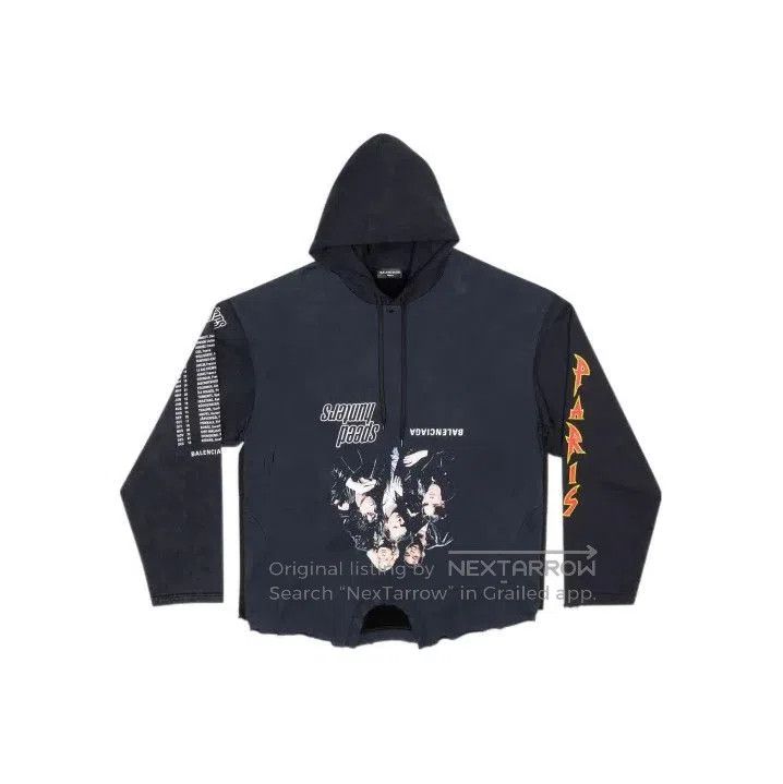 Balenciaga Balenciaga Black Logo Print Hooded Sweatshirt. Size US S / EU 44-46 / 1 - 1 Thumbnail