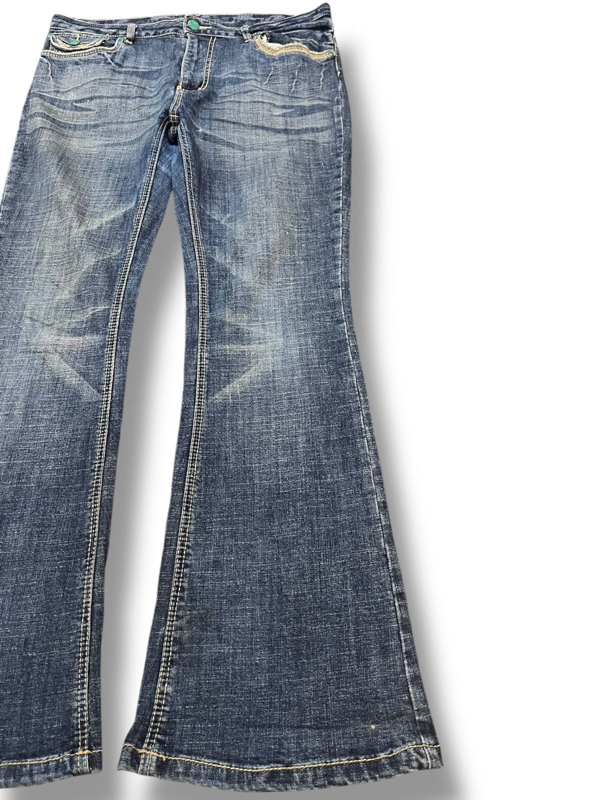 Japanese Brand Vintage Japanese Brand Flare Emboidery Stretch Denim Size US 35 - 4 Thumbnail