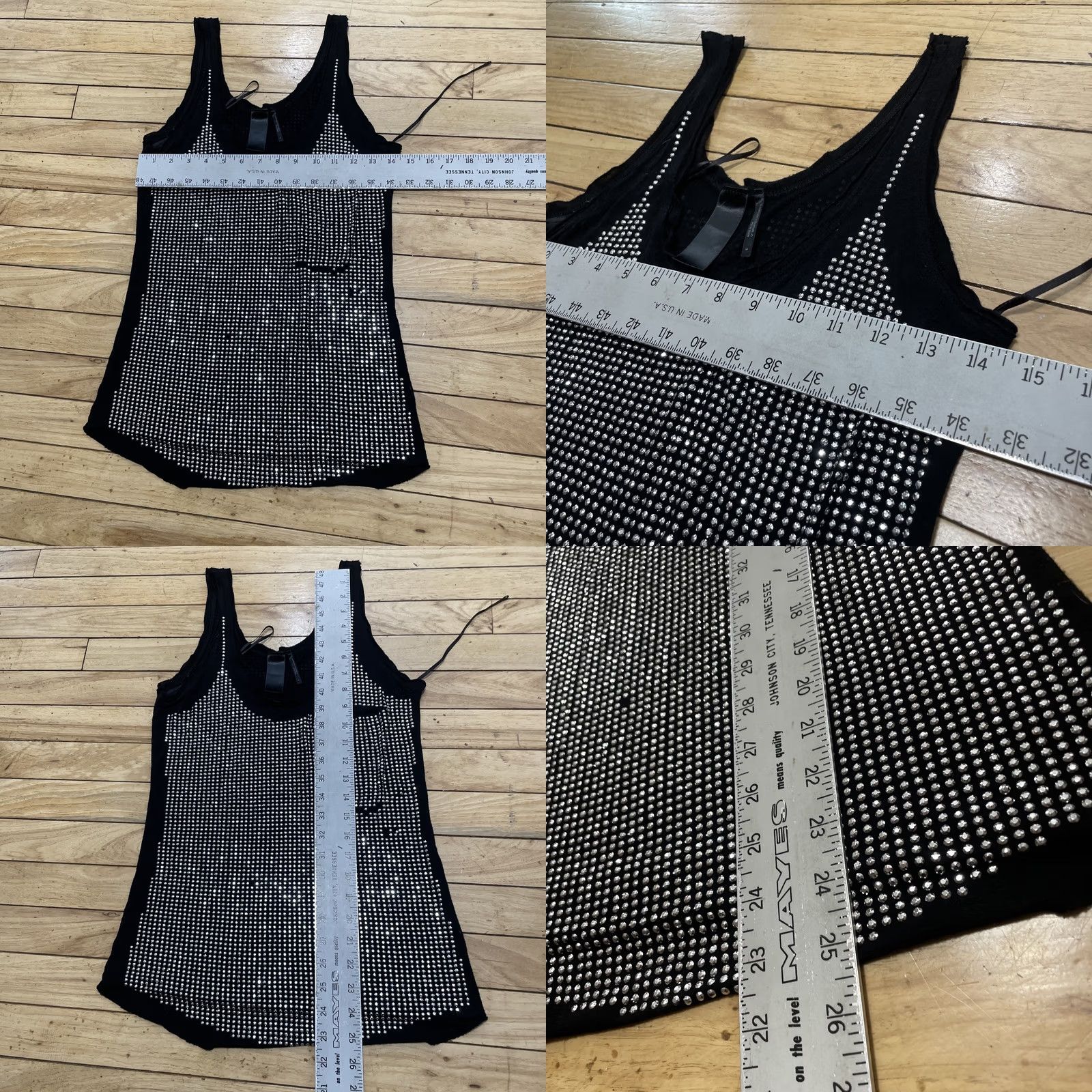 Guess VINTAGE Guess Tank Top Womens Medium Black Silver Rhinestone Studded Y2K Glam LA Size M / US 6-8 / IT 42-44 - 8 Thumbnail