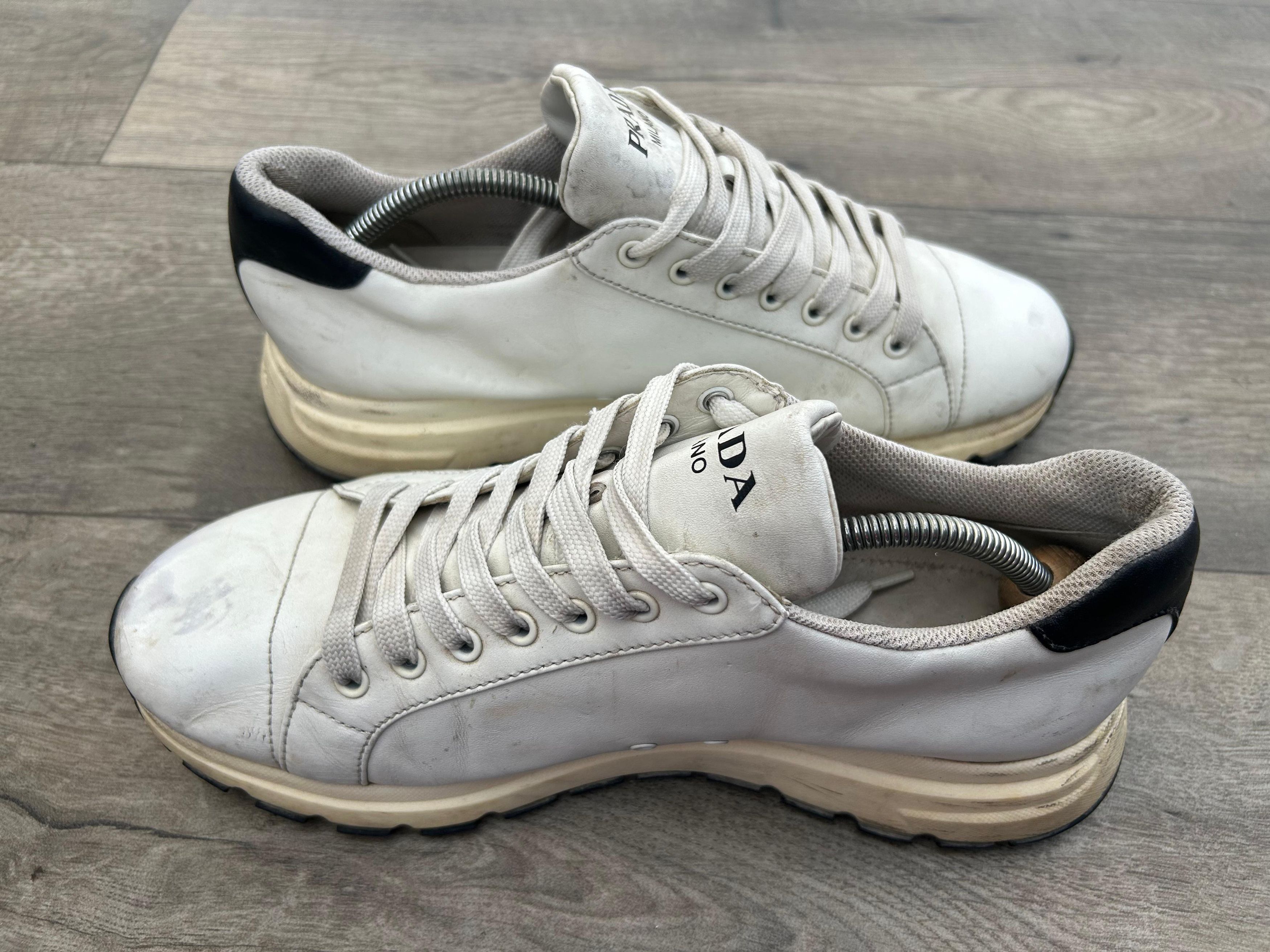 Prada White Prada Low Top Leather Sneakers Sz 9 UK Size US 10 / EU 43 - 10 Thumbnail