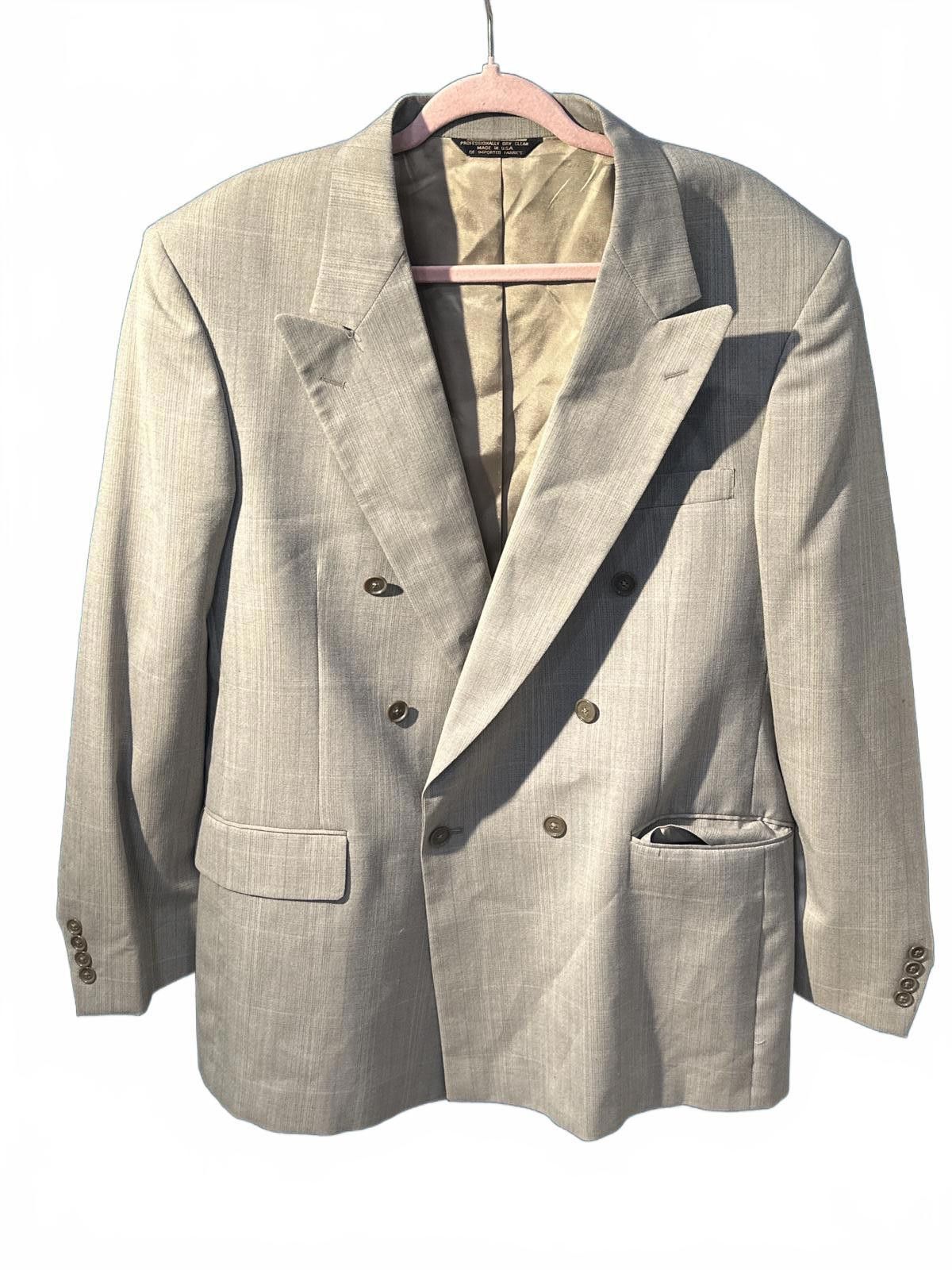 Other Men's 42 Long Barrymore Silver Suit Double Breasted Blazer Size 42L - 1 Thumbnail