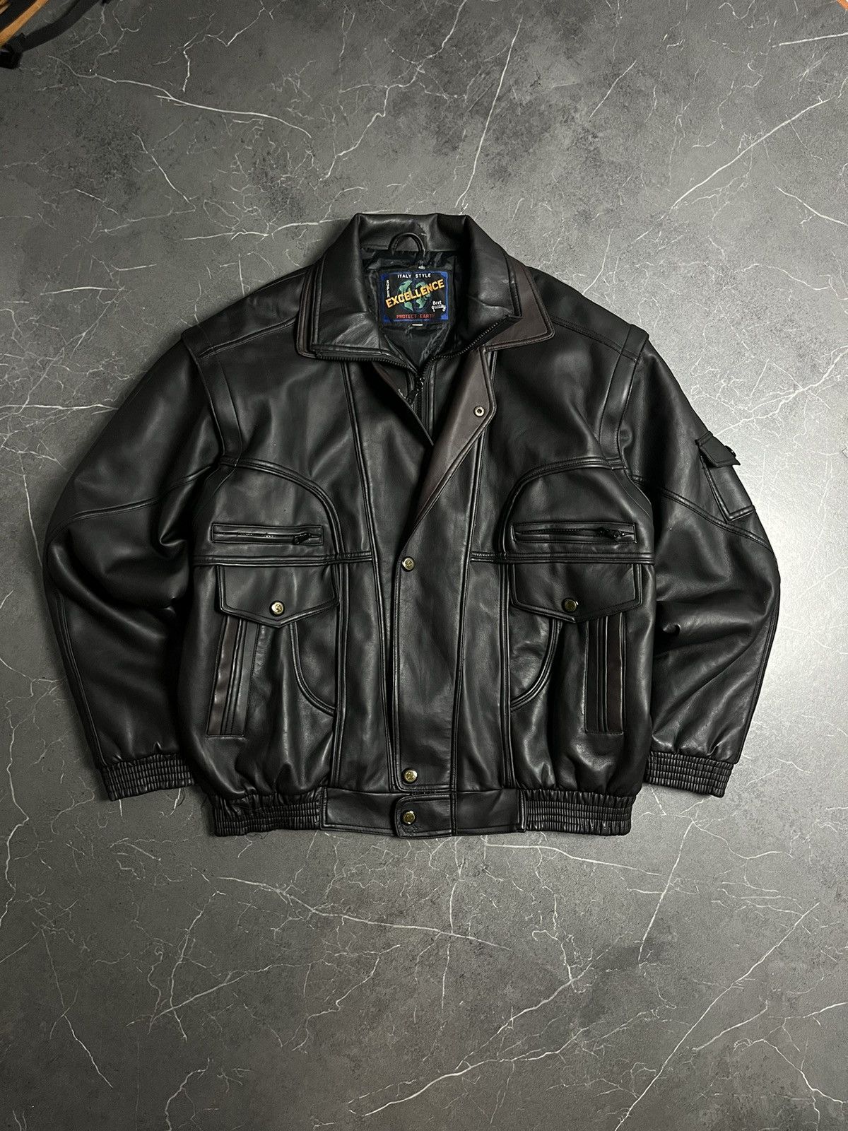 Leather Leather jacket italy style 90’s vintage Size US XL / EU 56 / 4 - 2 Thumbnail
