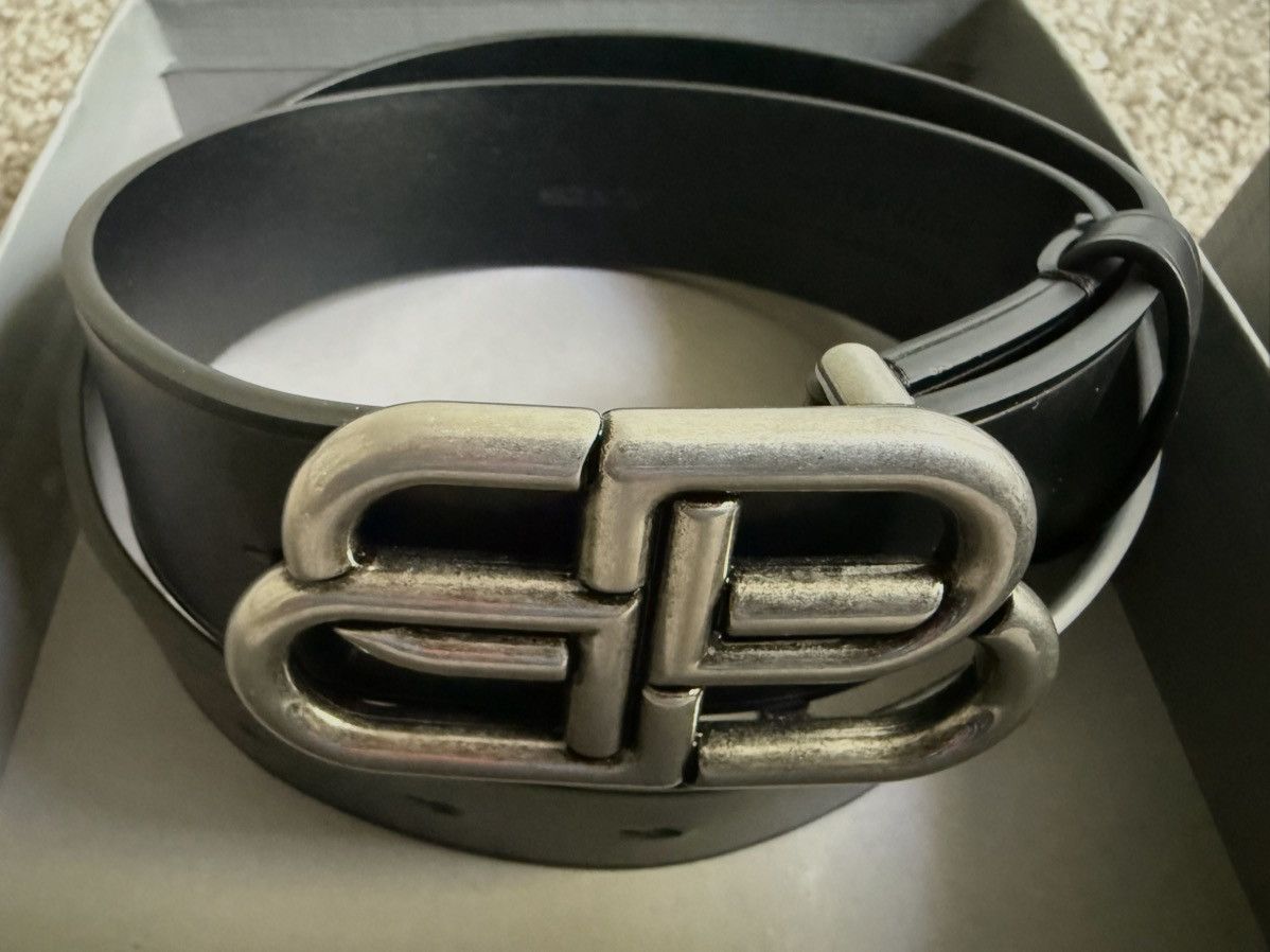 Balenciaga BALENCIAGA Men’s Black Adjustable Dress Belt with BB Buckle Size ONE SIZE - 1 Thumbnail