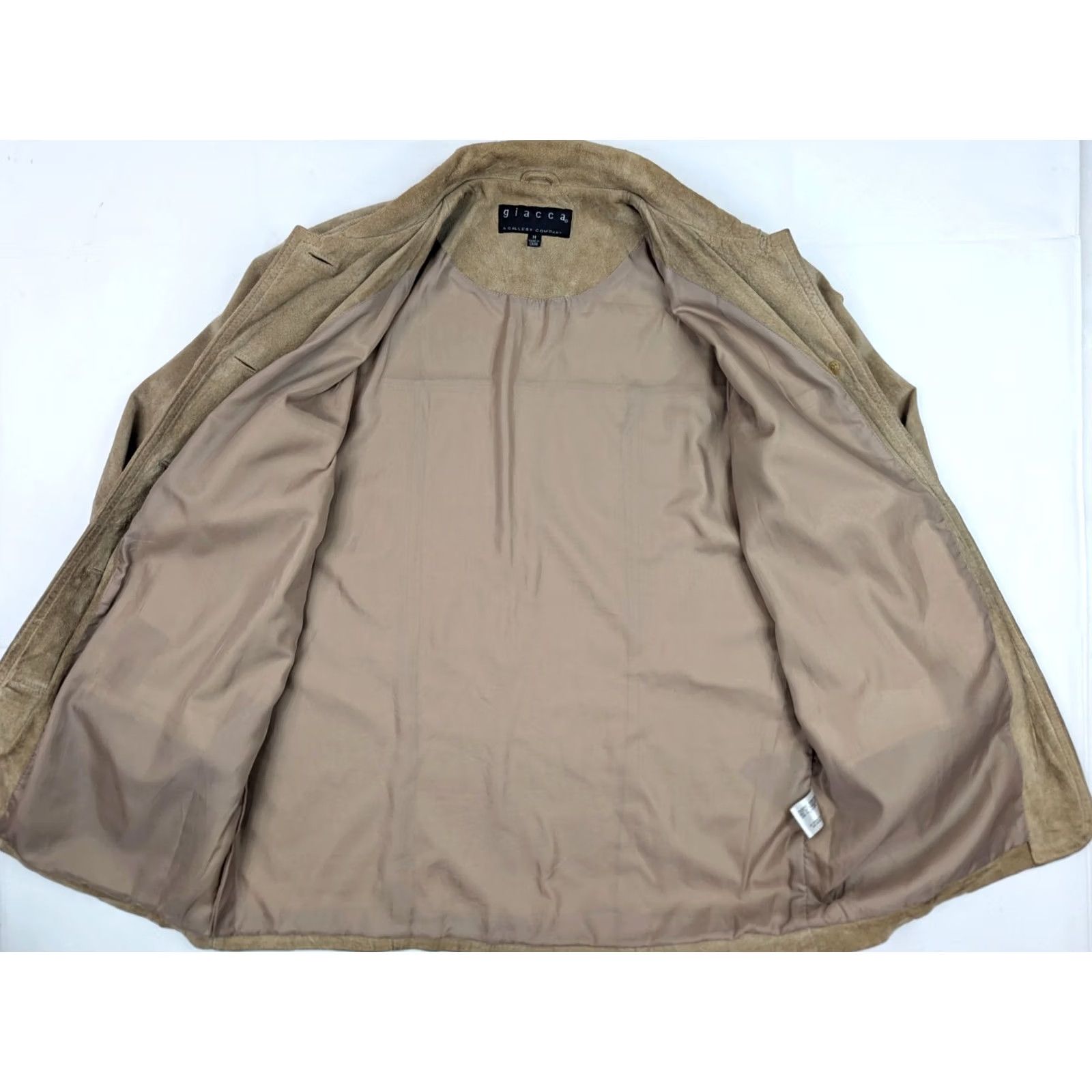 Vintage Vtg Giacca Suede Leather Lined Button Jacket Women M Beige Long Field Coat Size M / US 6-8 / IT 42-44 - 5 Thumbnail