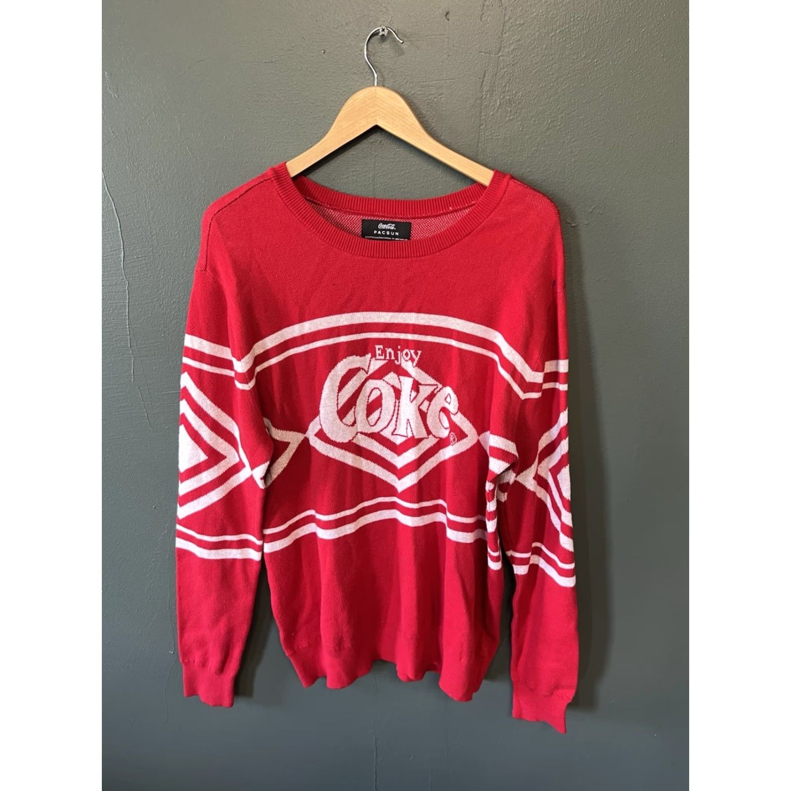 Vintage Coca Cola x Pacsun Sweatshirt Pullover Knit Red Adult M Size Pacsun Coca-Cola Women's Red Knit Pullover Sweatshirt M Size M / US 6-8 / IT 42-44 - 2 Thumbnail