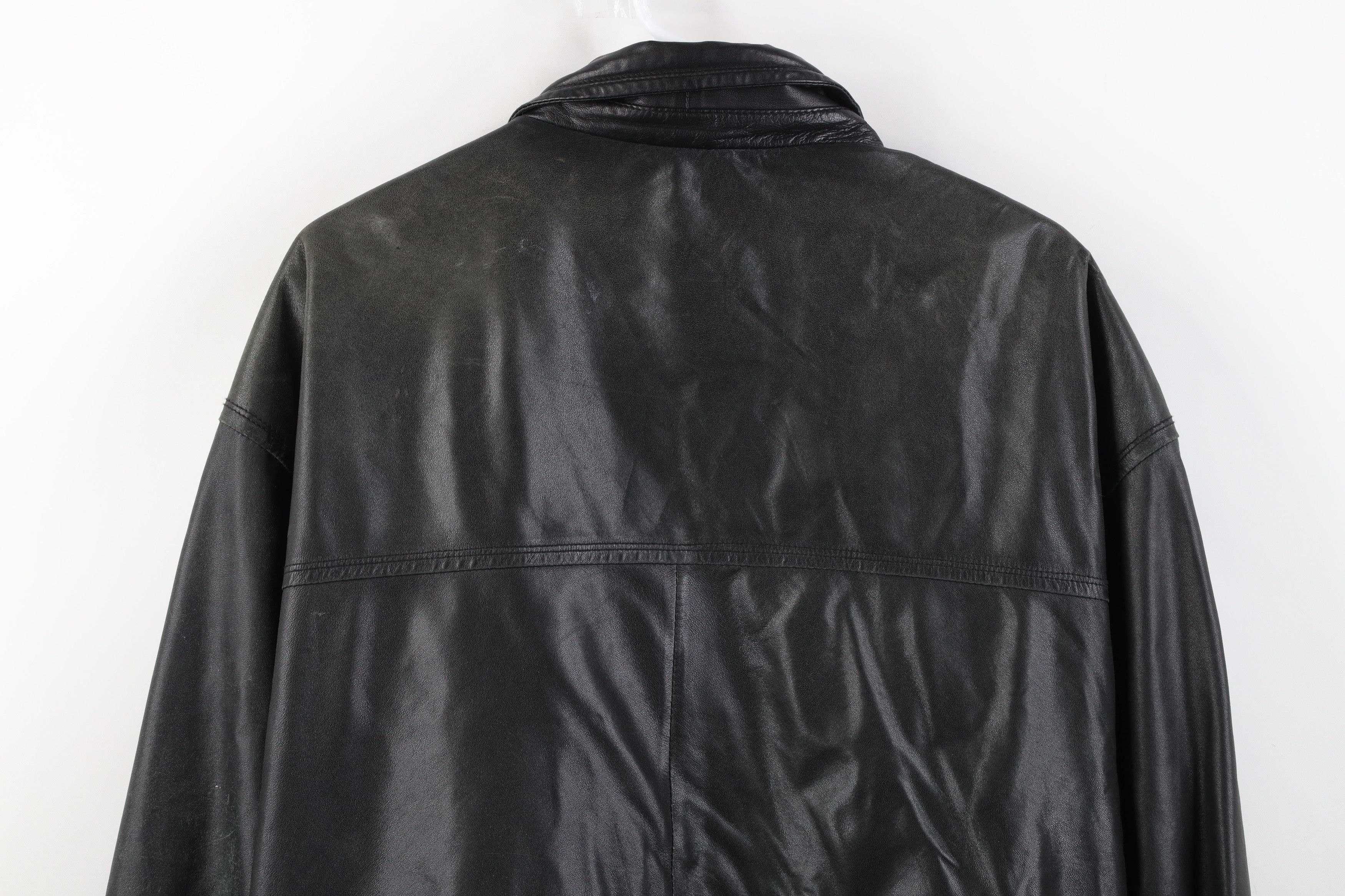 Vintage Vintage 90s Streetwear Soft Leather Collared Bomber Jacket Size US XXL / EU 58 / 5 - 14 Thumbnail