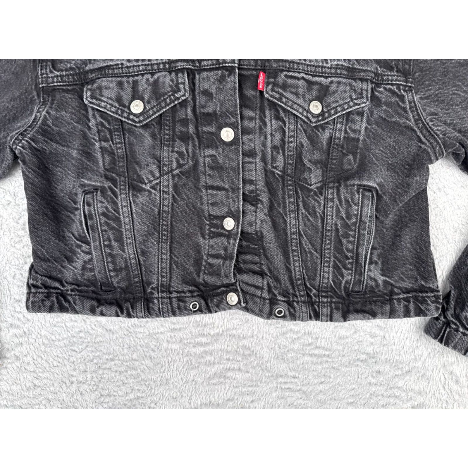 Levi's Levi's Jacket Womens Denim Black Cotton Hooded Short Sleeve - Regular Fit - Button Up - 80s 90s Classic - Womens Size 32" / US 10 / IT 46 - 5 Thumbnail