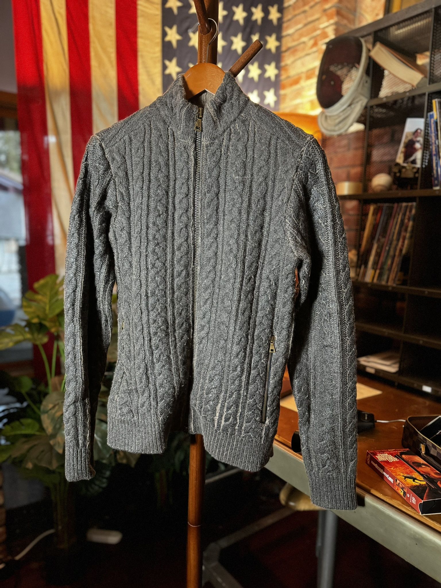 John Varvatos $898 JOHN VARVATOS Resin Coated Zip Sweater (sz. XS/S) Size US S / EU 44-46 / 1 - 1 Thumbnail