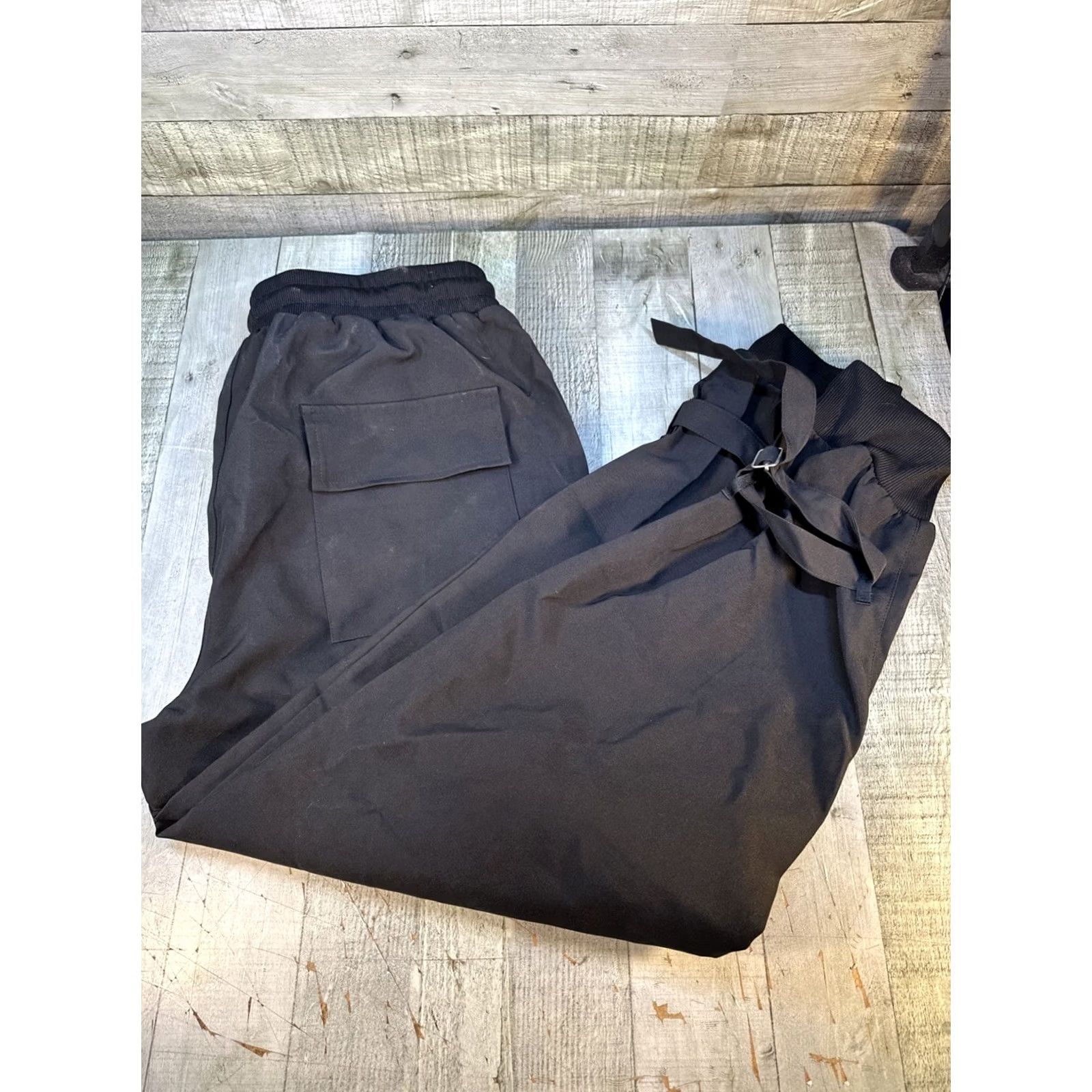 Vintage Mens Cargo Jogger Pants 2XL Black Zipper Pockets Drawstring Waist Size US 39 - 3 Thumbnail