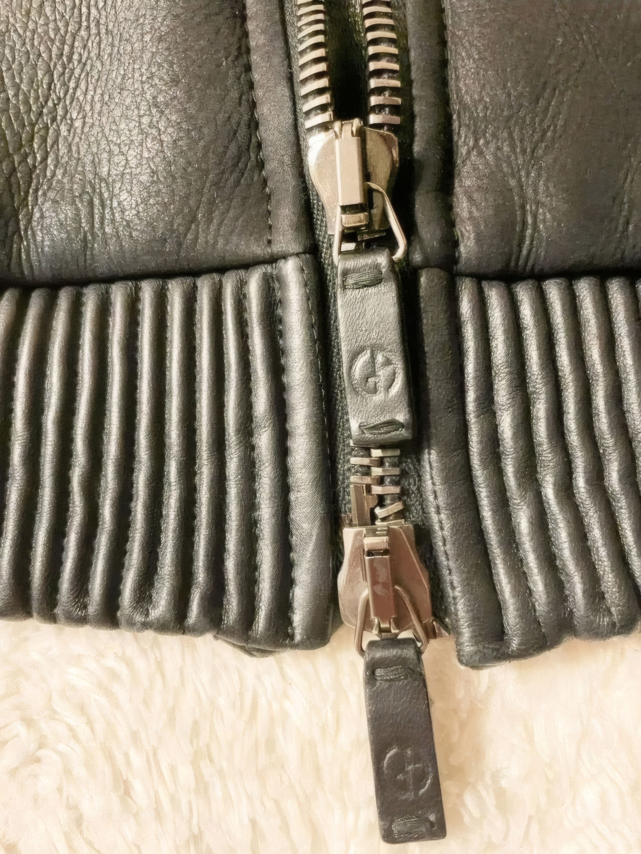 Giorgio Armani Shearling Leather Bomber Jacket