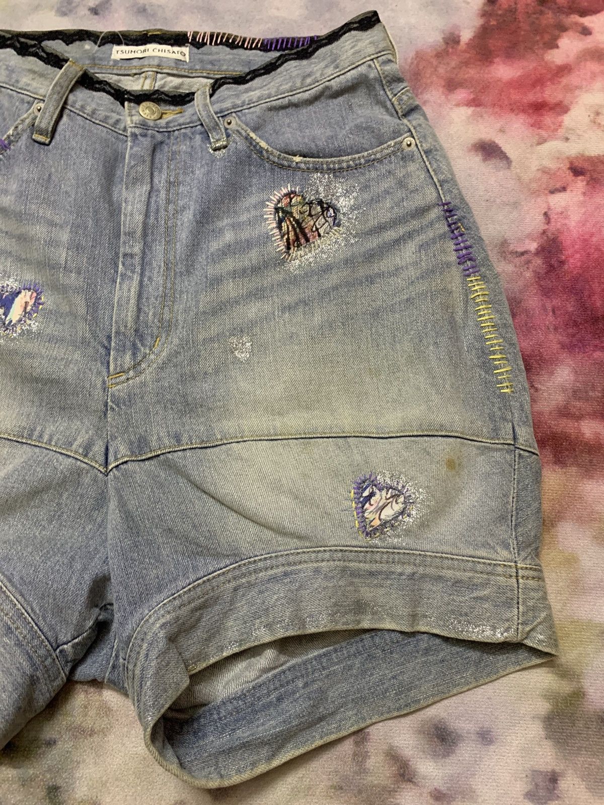Tsumori Chisato Tsumori Chisato Short Washed Denim ‘Love’ Custom Art Size 29" - 3 Thumbnail