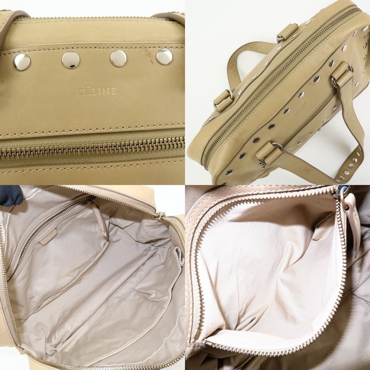 Celine Celine Studded Calfskin Bowling Bag Tan Size ONE SIZE - 7 Thumbnail