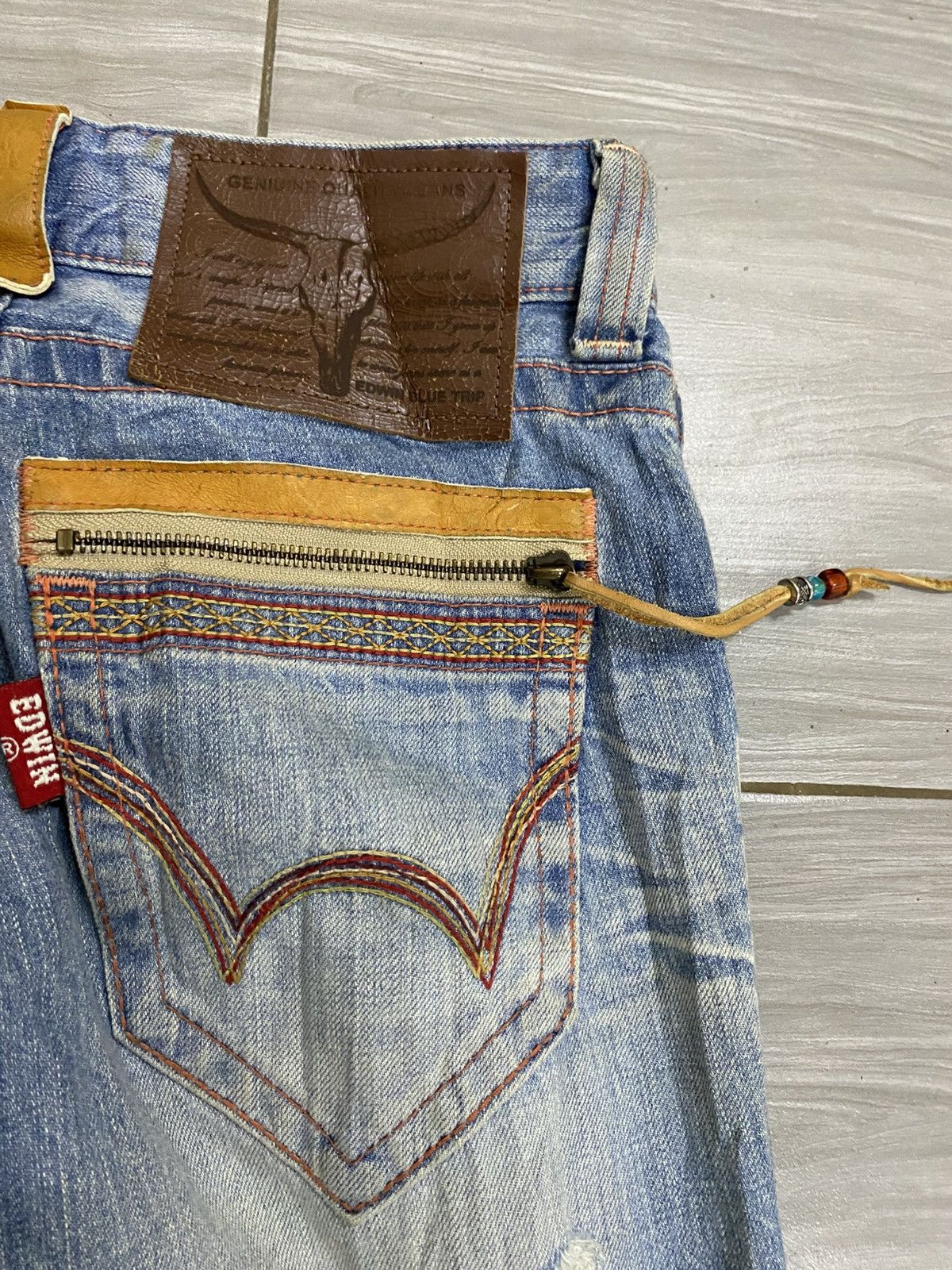Edwin Edwin Japan Blue Trip Distressed Denim Jeans Aztec Size 28" / US 6 / IT 42 - 8 Thumbnail
