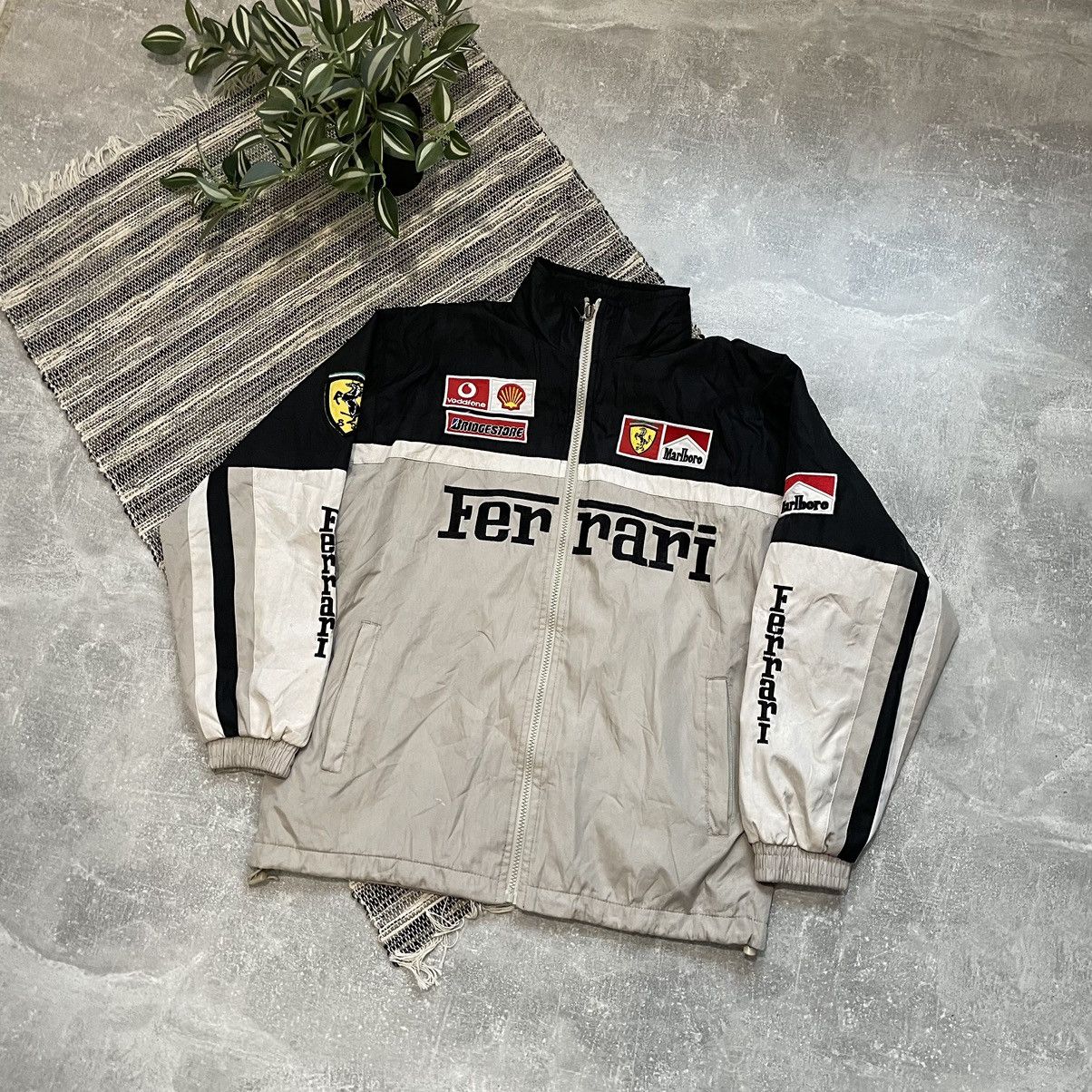 Image of Jacket Ferrari Nascar Racing Moto Bomber Marlboro Schumacher, Men's (Size Small)