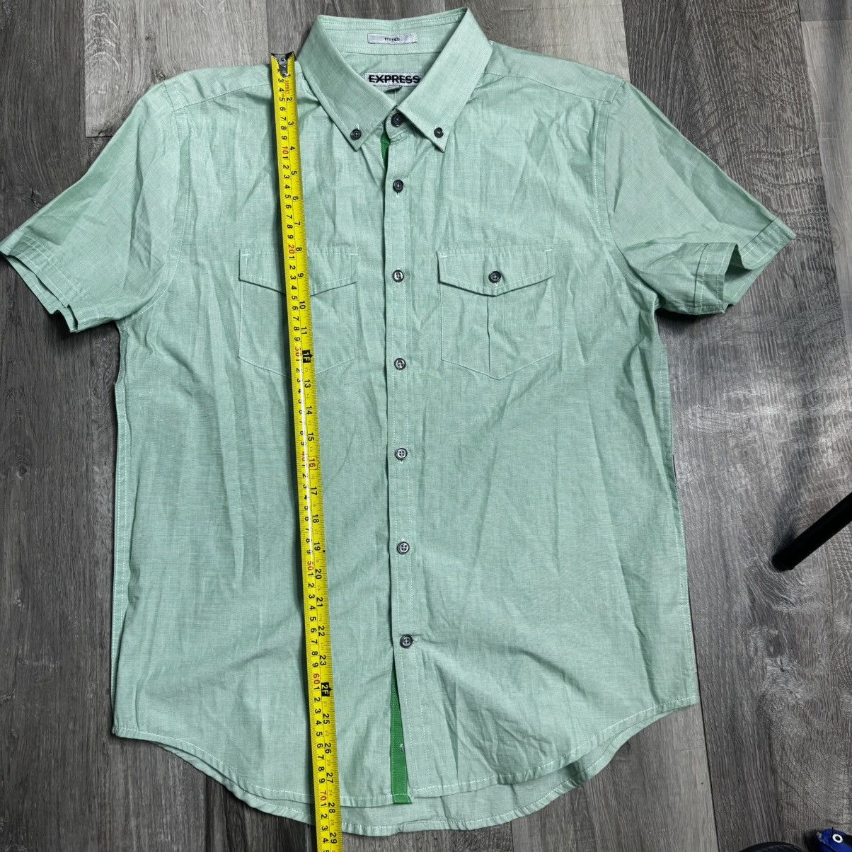 Express Mens Shirt Size M Sage Short Sleeve Button Up Collared Size US M / EU 48-50 / 2 - 8 Thumbnail