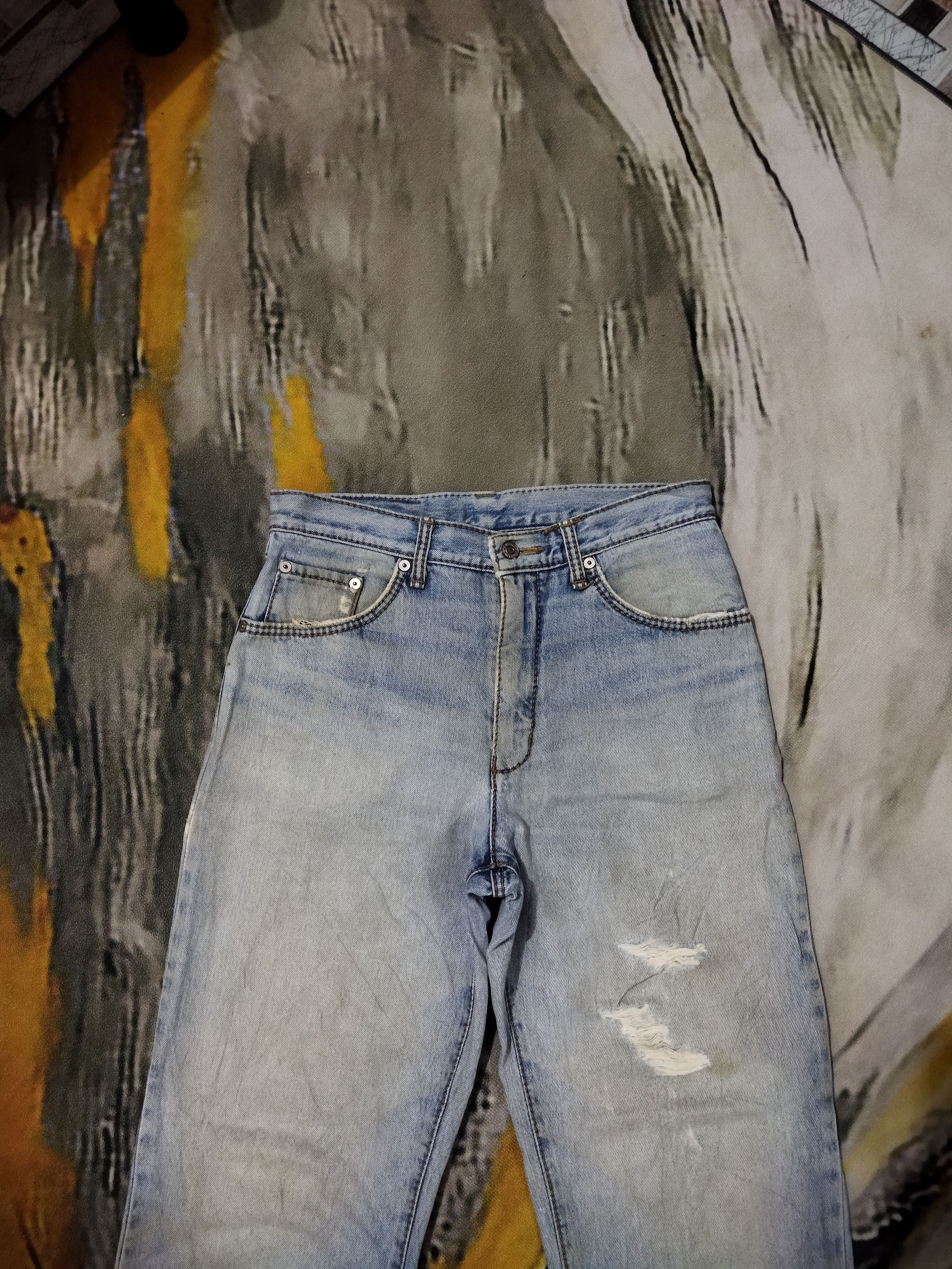 Edwin VINTAGE EDWIN DISTRESSED LIGHT BLUE JEANS PANTS Size US 29 - 2 Thumbnail