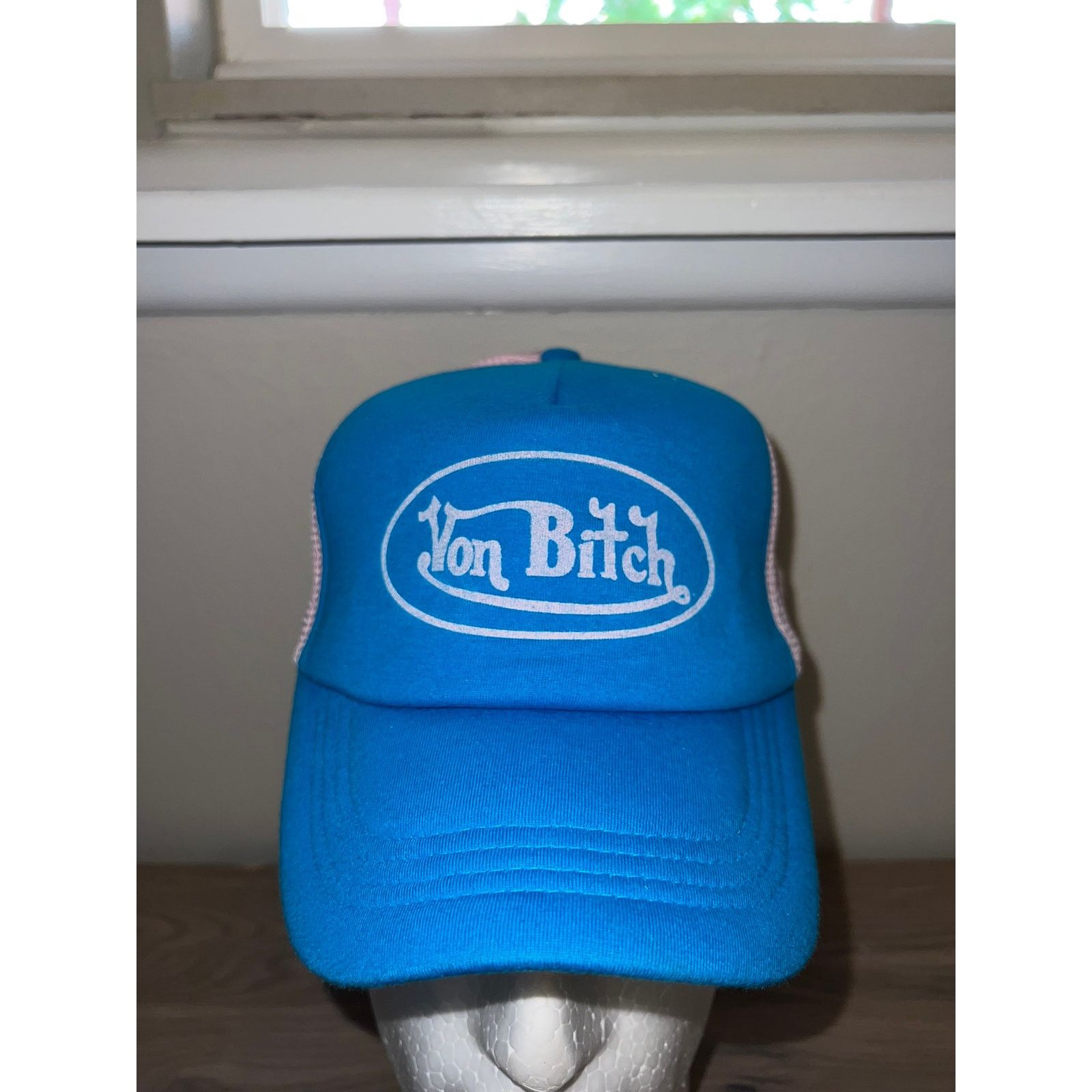 Vintage Y2K Von B*tch Blue Pink Trucker Hat Designer Spoof 2000s OS Size ONE SIZE - 2 Thumbnail
