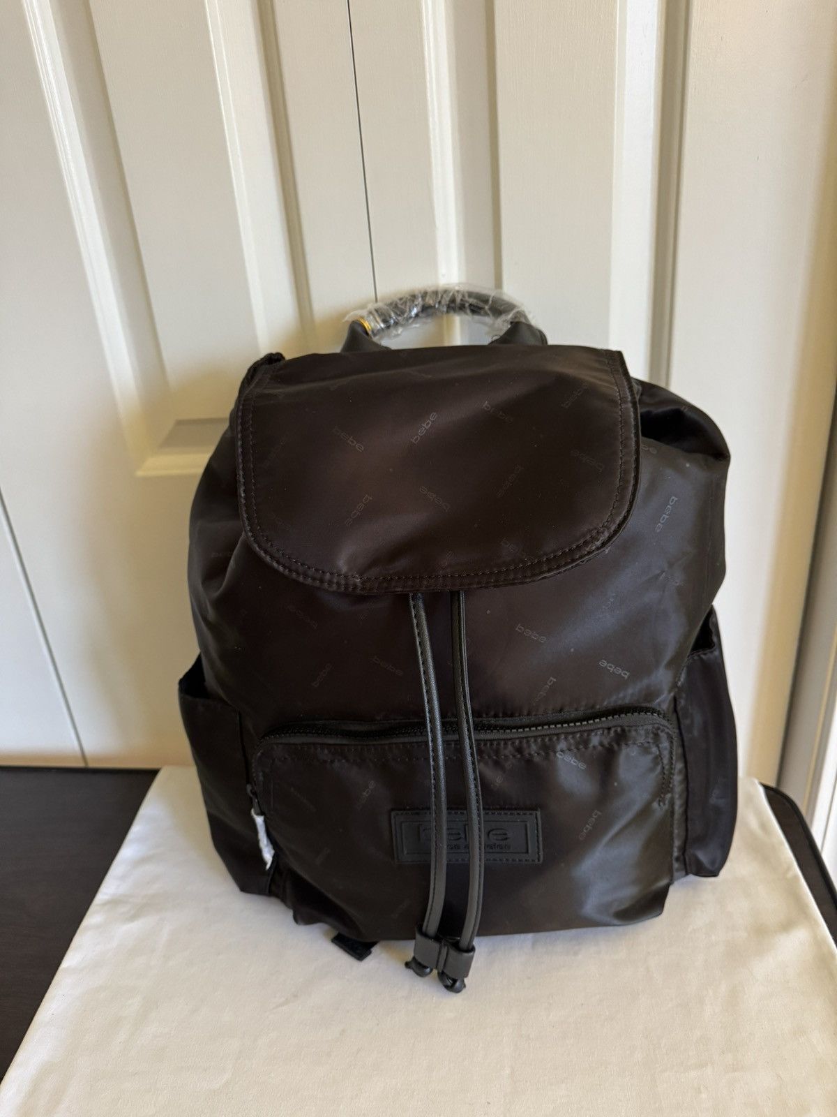 Bebe BEBE ICON Black Nylon Flap Backpack NWT $78 Size ONE SIZE - 5 Thumbnail