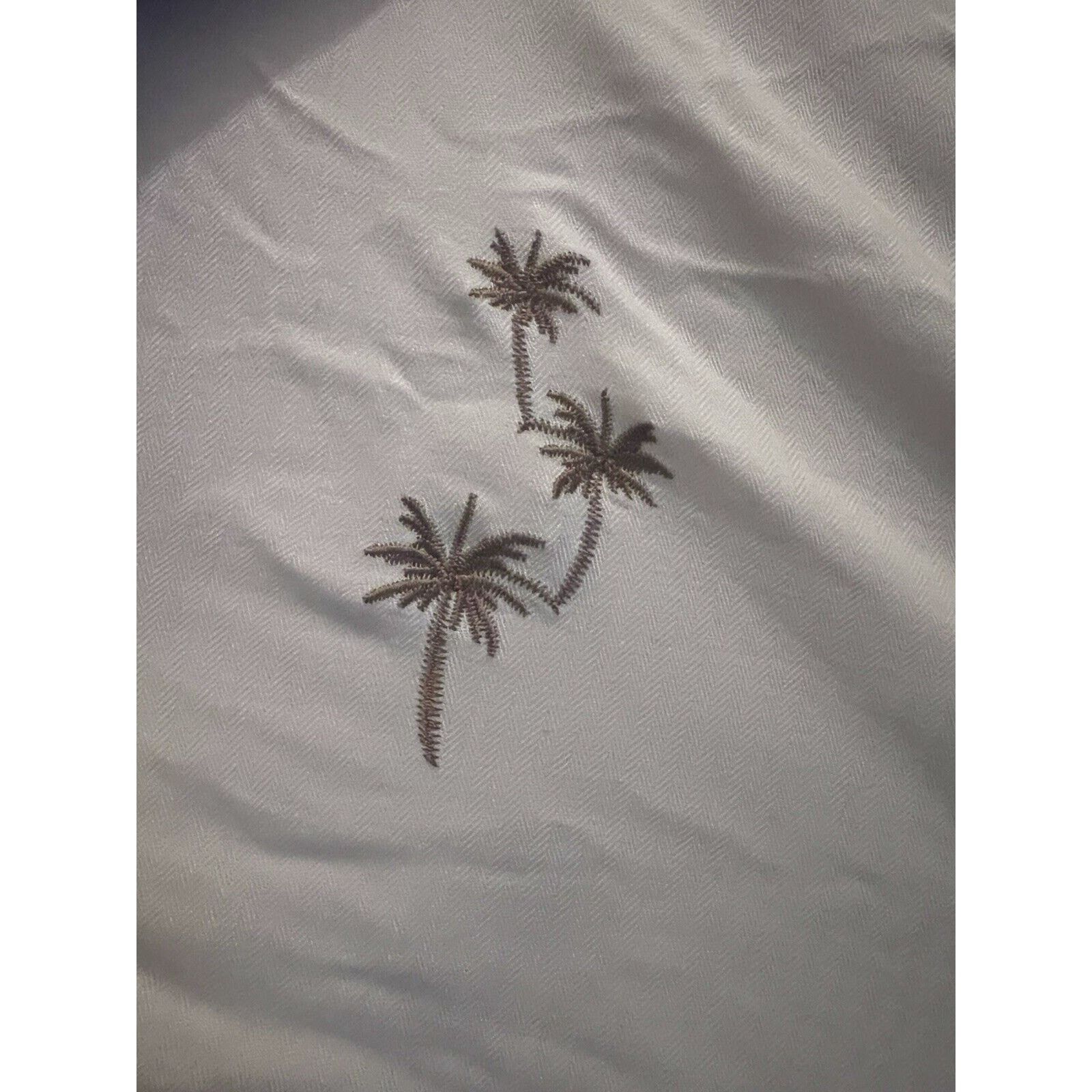 Vintage Caribbean Cream Gold Embroidered Palm Tree Short Sleeve Size US XXL / EU 58 / 5 - 7 Thumbnail