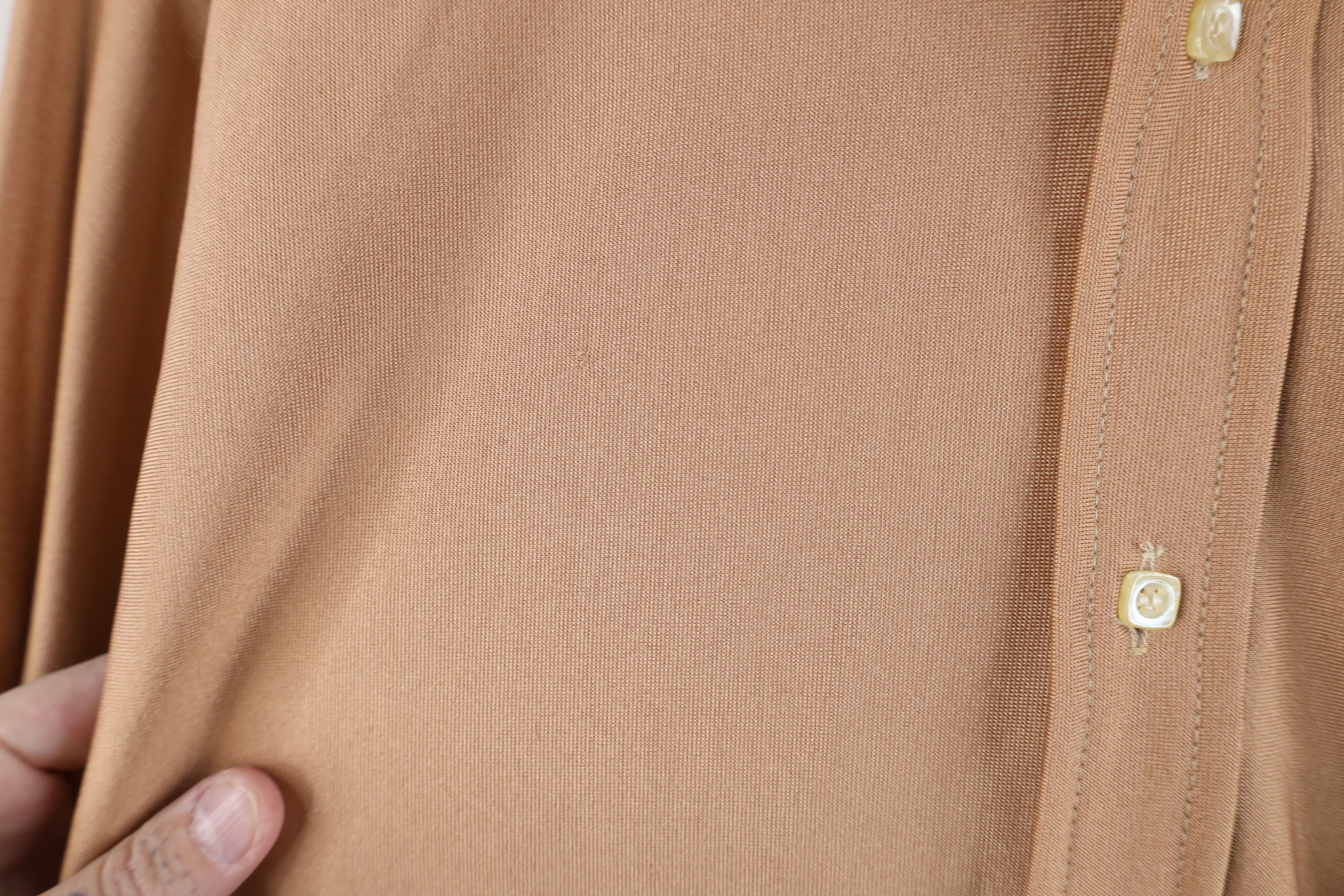 Vintage Vintage 70s Streetwear Knit Collared Button Shirt Brown USA Size US M / EU 48-50 / 2 - 8 Thumbnail