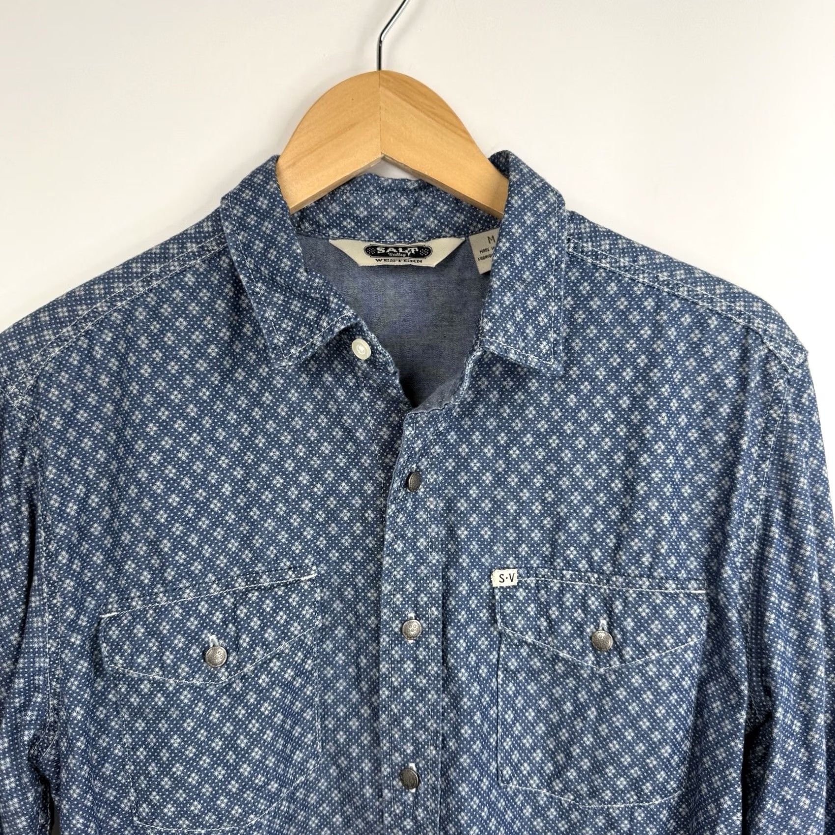 Vintage Salt Valley Western Button-Up Shirt Mens M Blue All Over Print Cowboy Western Size US M / EU 48-50 / 2 - 2 Thumbnail