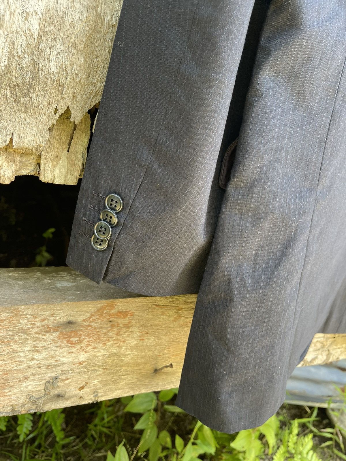 Kansai Yamamoto SISSY by Kansai Yamamoto Black Pinstripe Blazer Vintage 1990 Size 42R - 9 Thumbnail