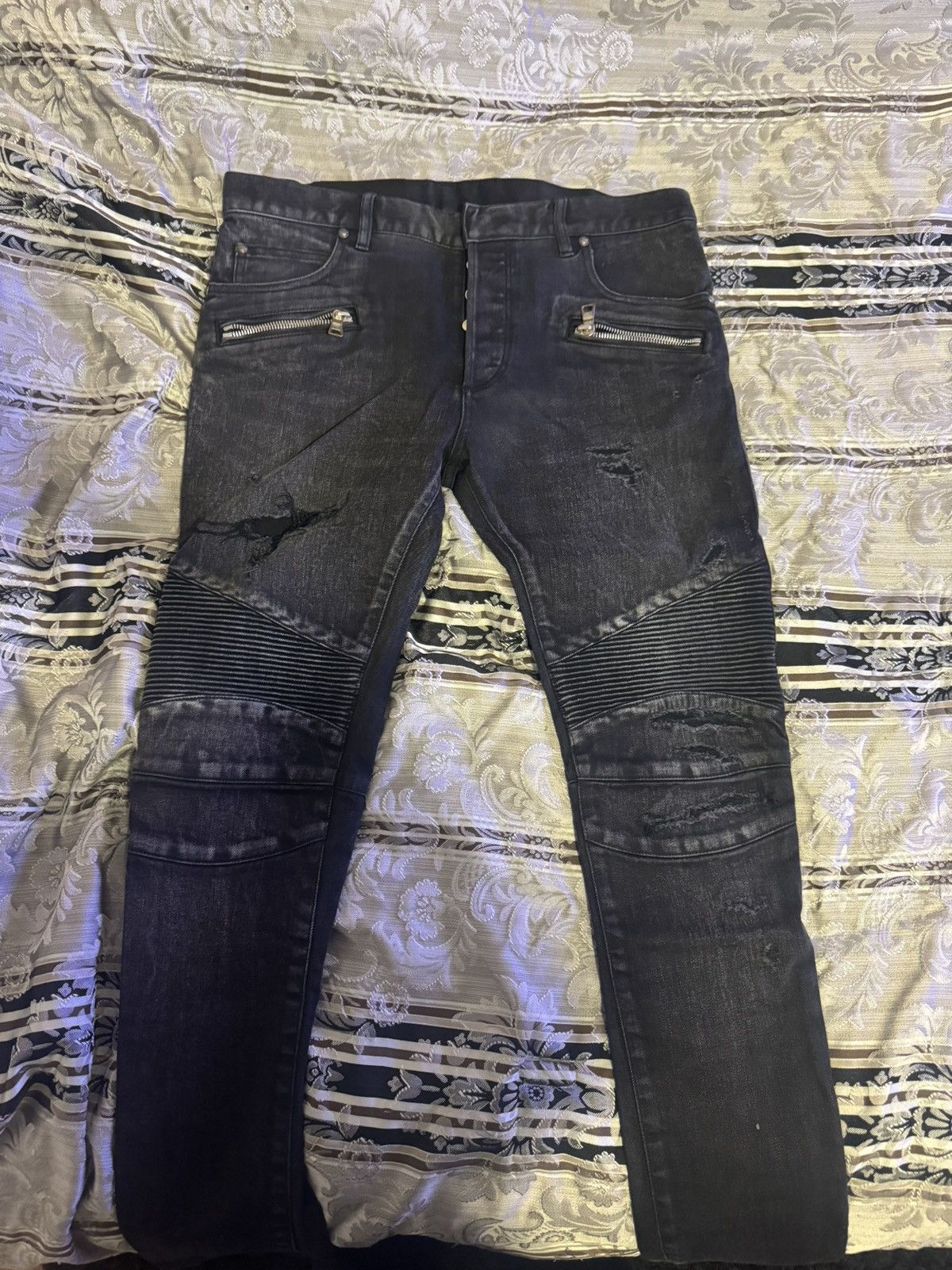 Balmain Dark Grey Balmain Biker Slim Size US 32 / EU 48 - 2 Thumbnail