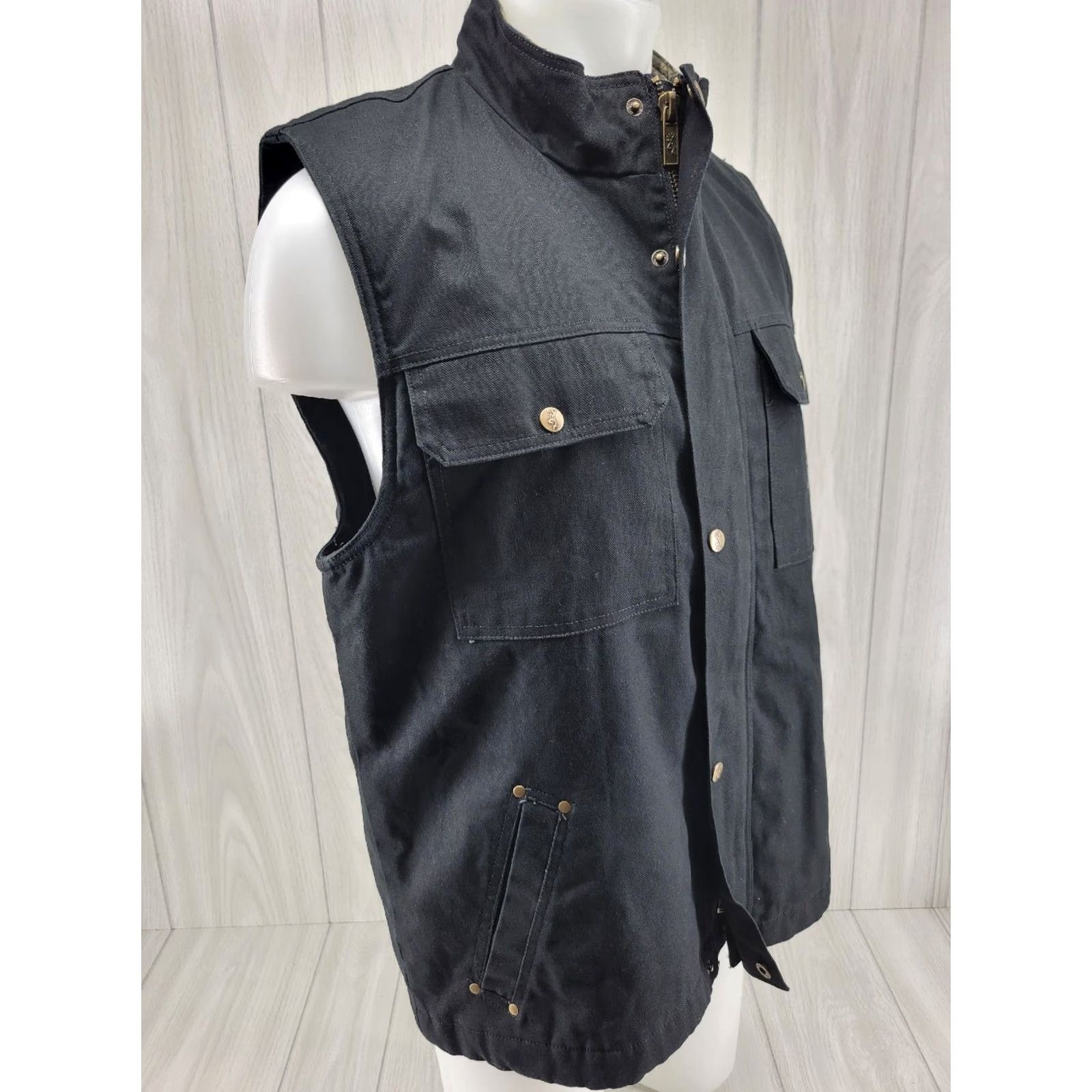 Vintage Browning Mens Large Canvas Vest Jacket Black Size US L / EU 52-54 / 3 - 4 Thumbnail