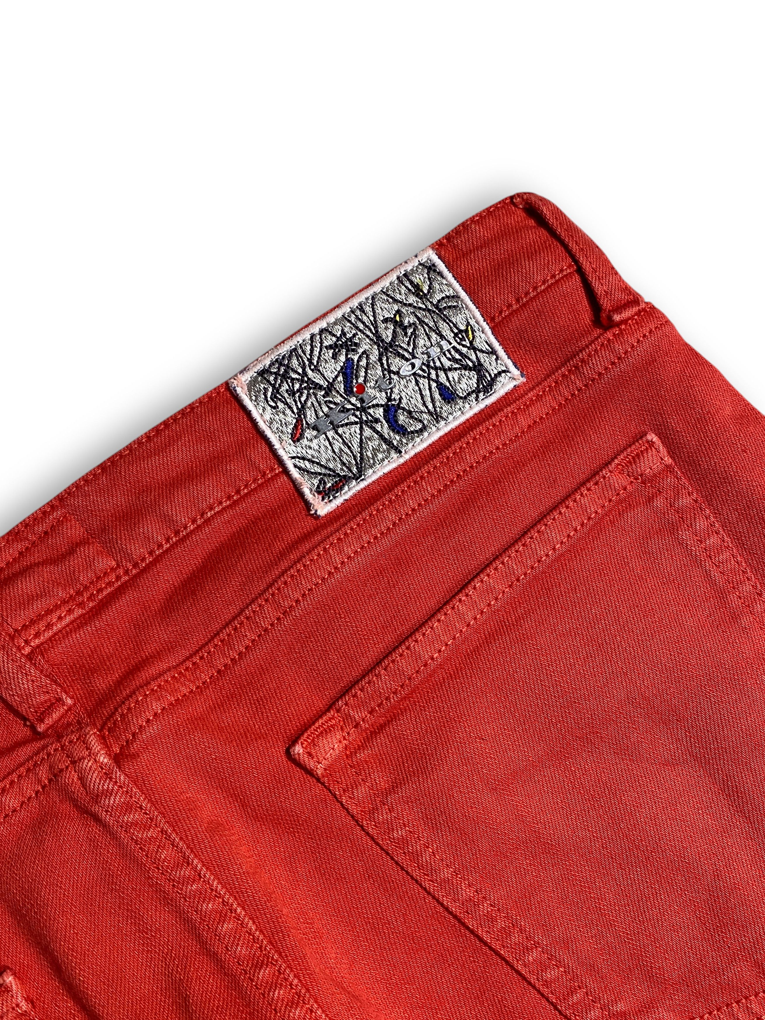 Kiton Kiton Red 5 Pocket Classic Washed Denim Slim Jeans Pants Size US 35 - 10 Thumbnail