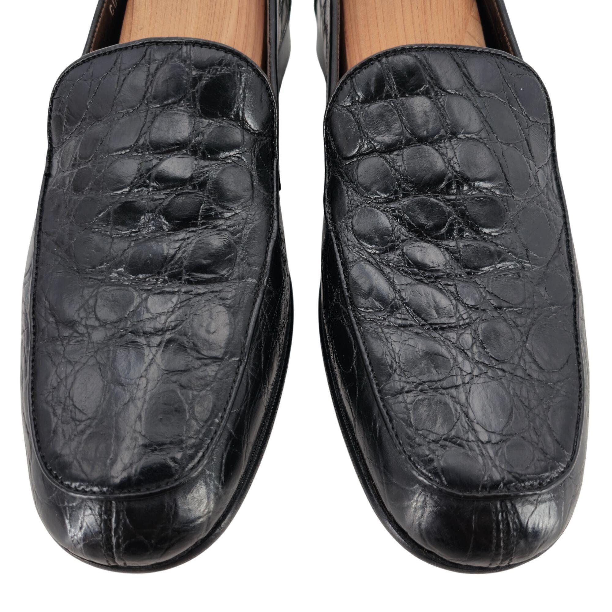 Bragano × Cole Haan Vintage Bragano Exotic Crocodile Italy Men 9.5 Black Leather Size US 9.5 / EU 42-43 - 2 Thumbnail