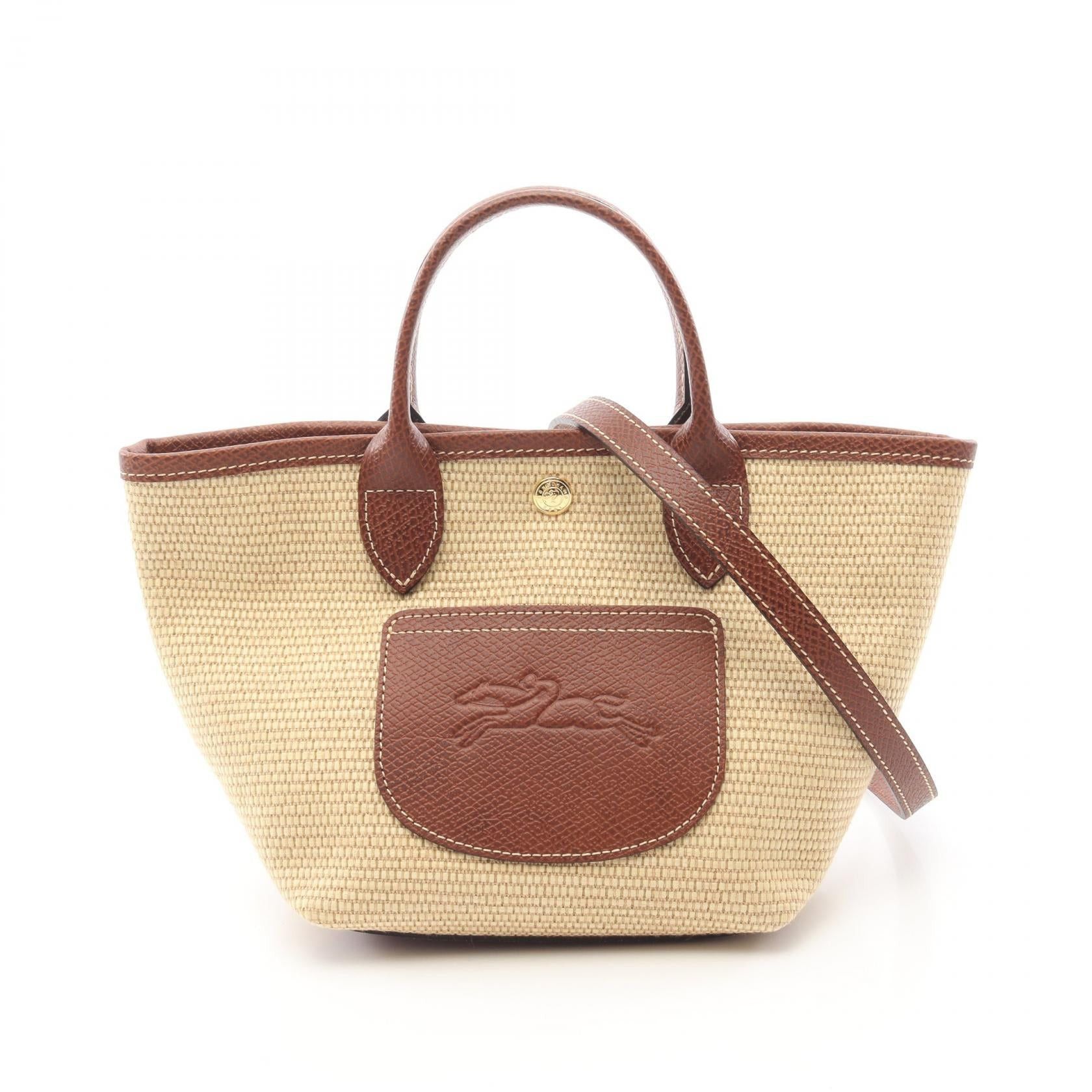 Longchamp Longchamp Le Preage Collection Xs Basket Bag Handbag Tote Fabric Leather Beige Brown Size ONE SIZE - 1 Thumbnail