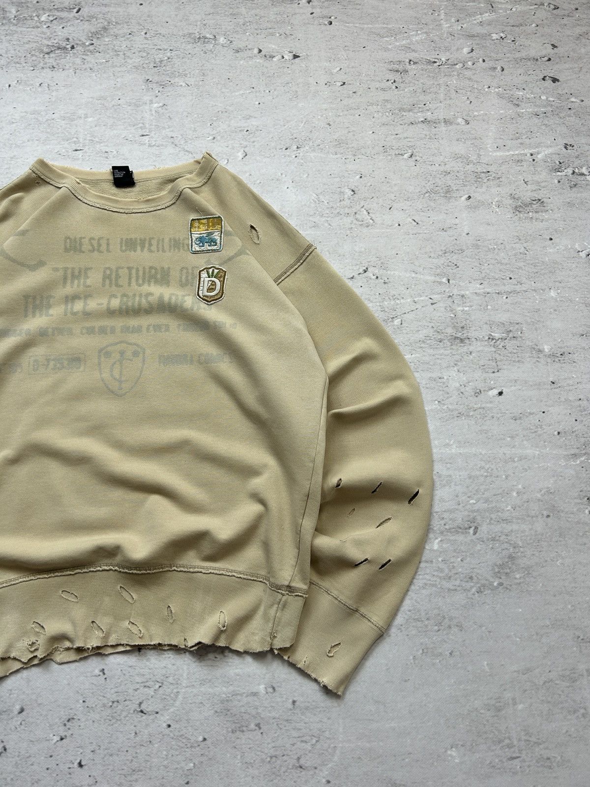 Diesel × Vintage 💥Vintage Diesel Ripped Distressed Oversized Baggy Sweatshirt Size US L / EU 52-54 / 3 - 4 Thumbnail