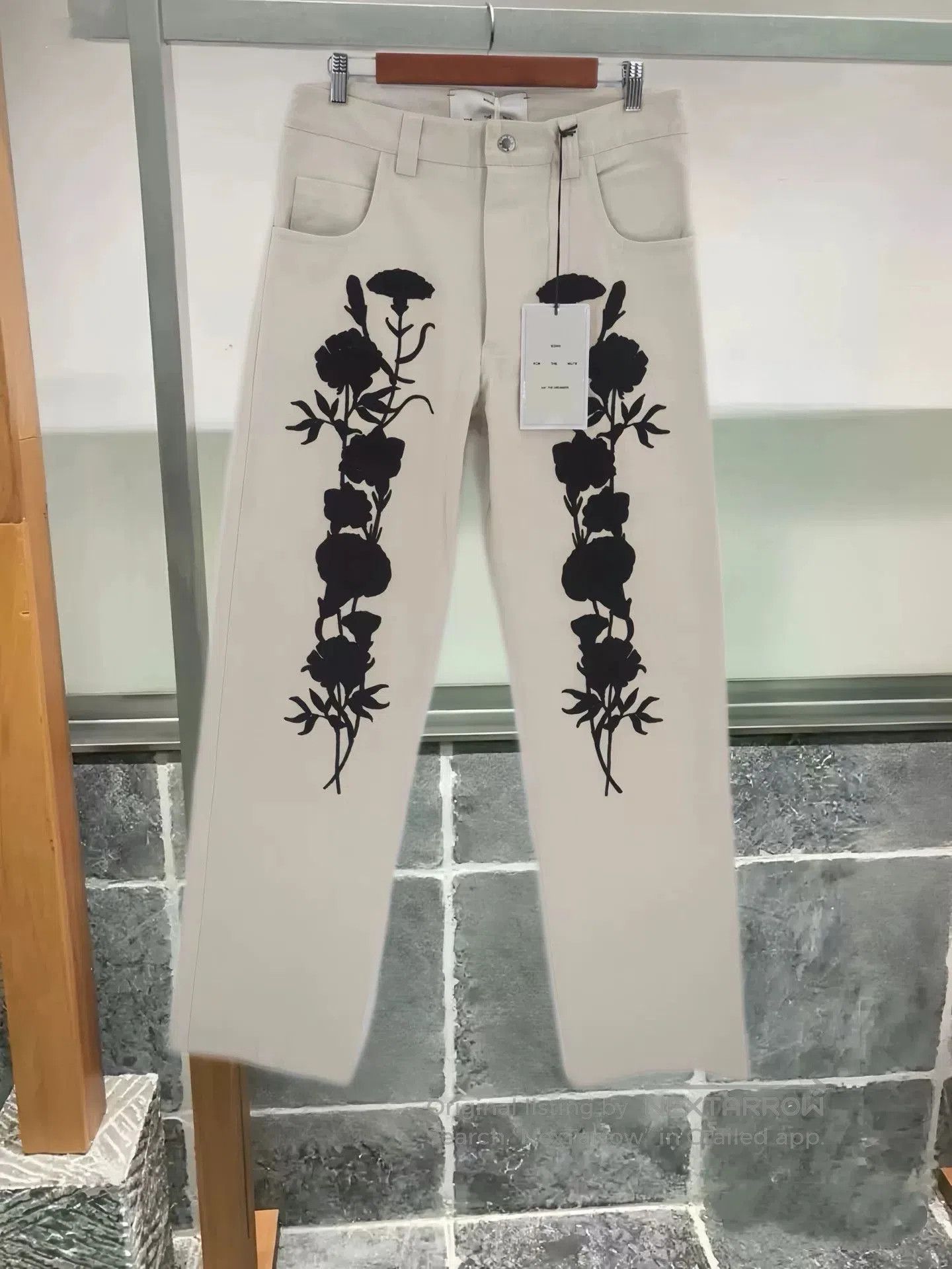 Song For The Mute sftm 24.1 Beige Embroidered Trousers. Size US 32 / EU 48 - 1 Thumbnail