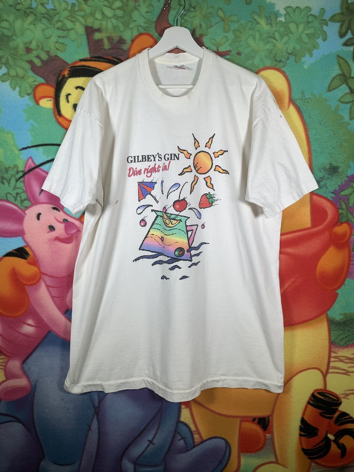 Fruit Of The Loom × Vintage Vintage 90s Gilby's Gin Dive Right In T Shirt Single Stitch Size US XXL / EU 58 / 5 - 2 Thumbnail