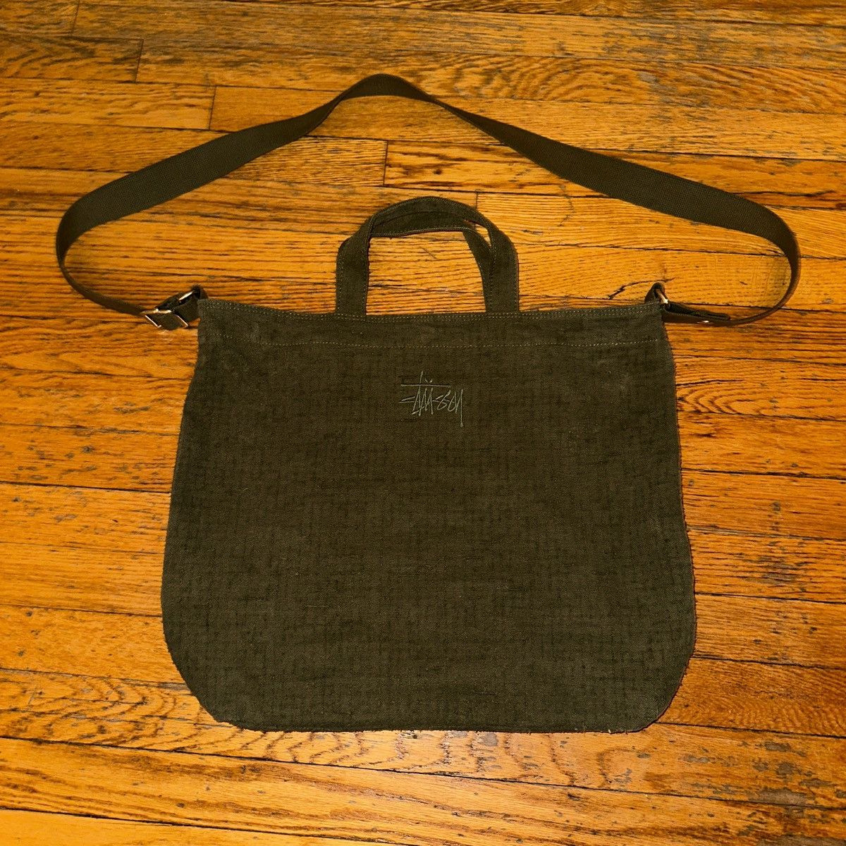 Stussy Needle Punch Crossbody 2 Way Tote Bag in Green, Men's