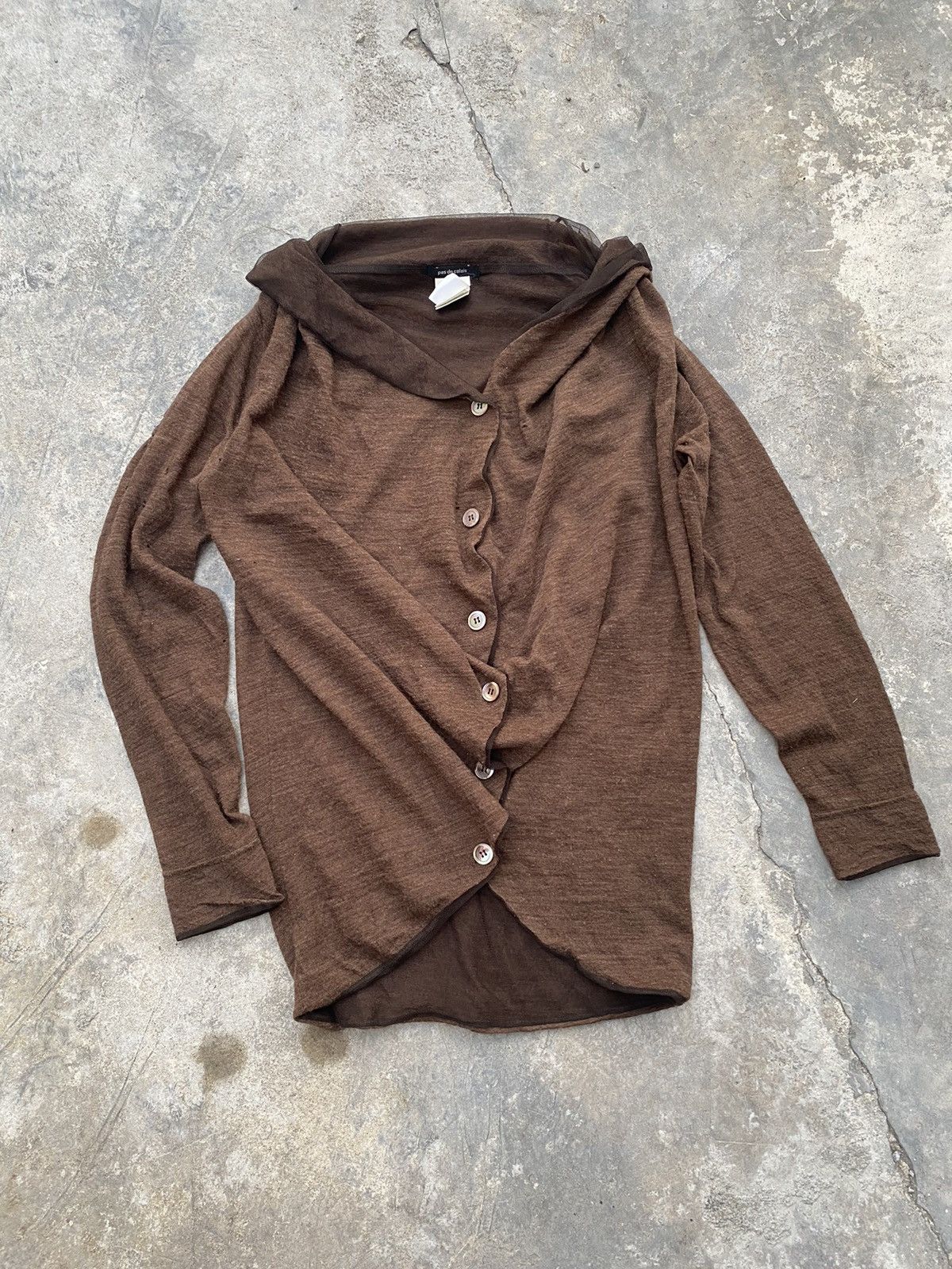 Pas de Calais Distressed Wool Double Layer Cardigan Size S / US 4 / IT 40 - 3 Thumbnail